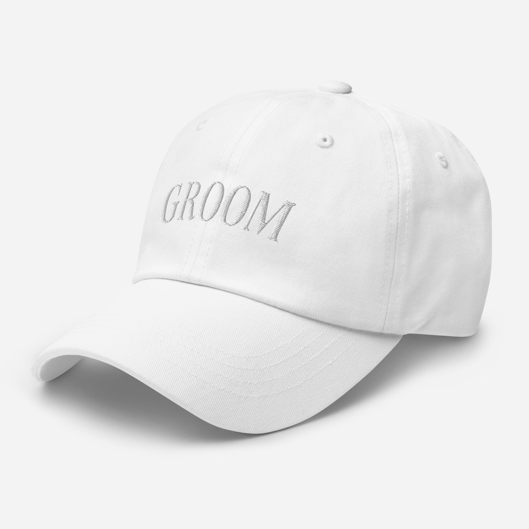 Embroidered Groom Hat - White-Union Threads