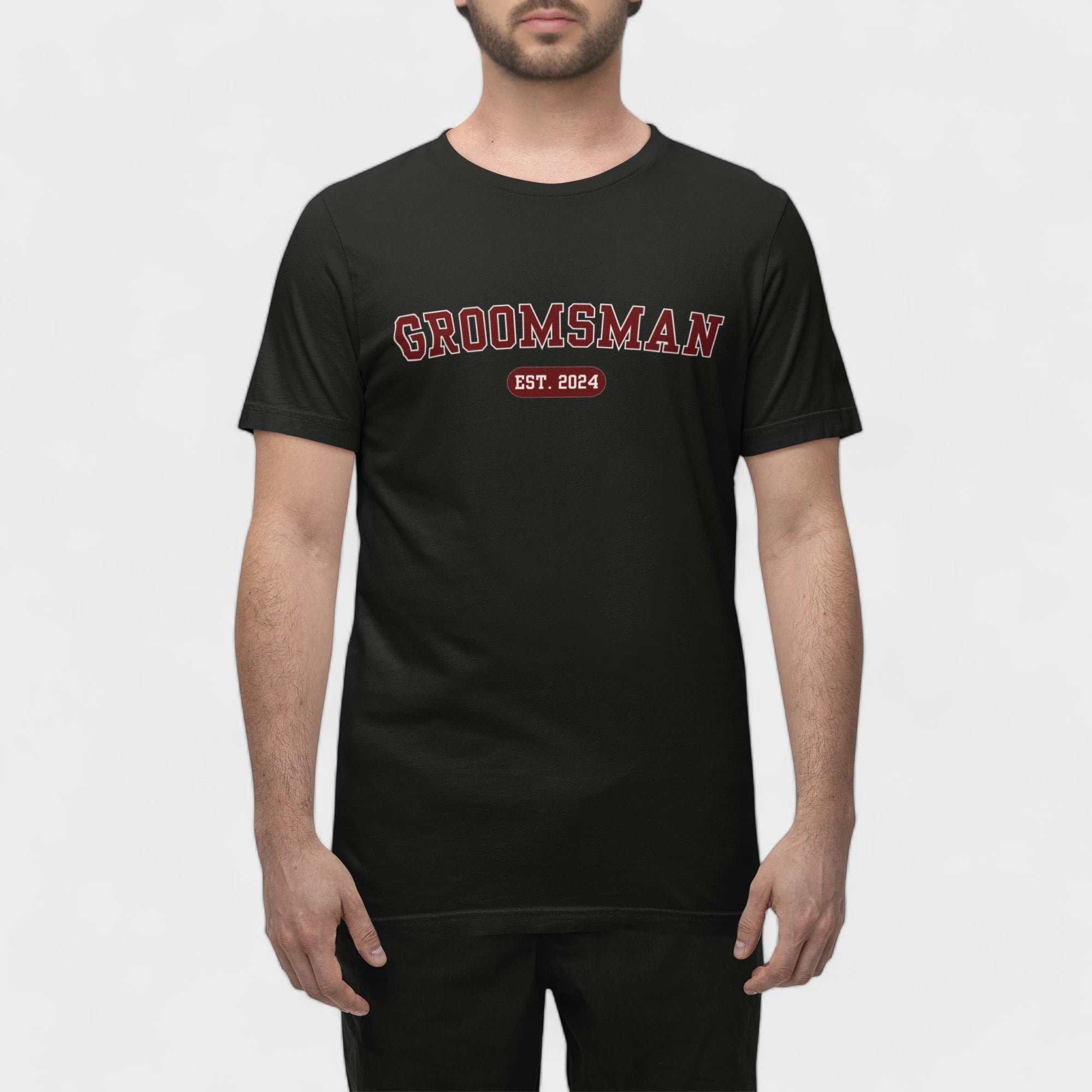Groomsman Varsity Shirt - Black and Red-Union Threads