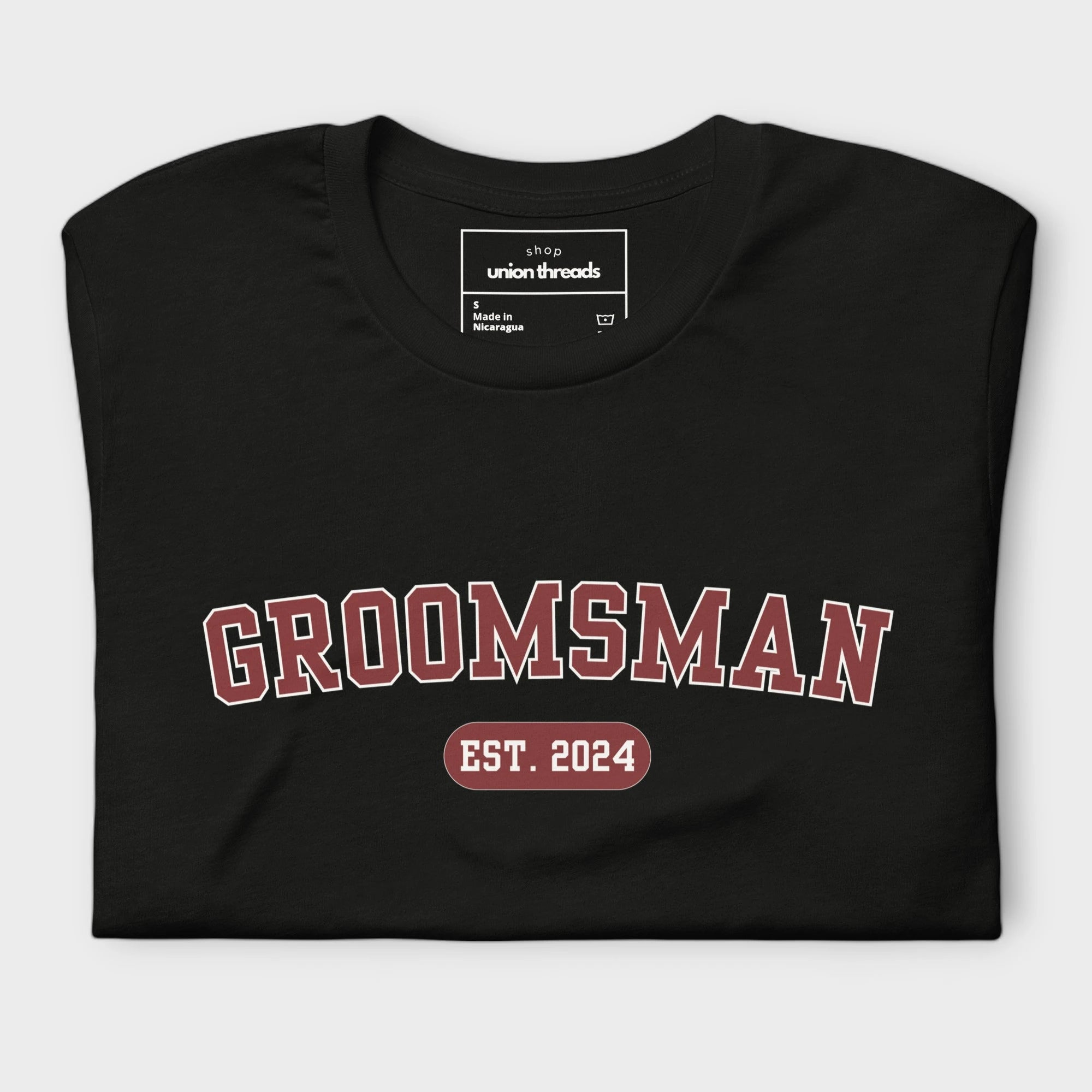 Groomsman Varsity Shirt - Black and Red-Union Threads