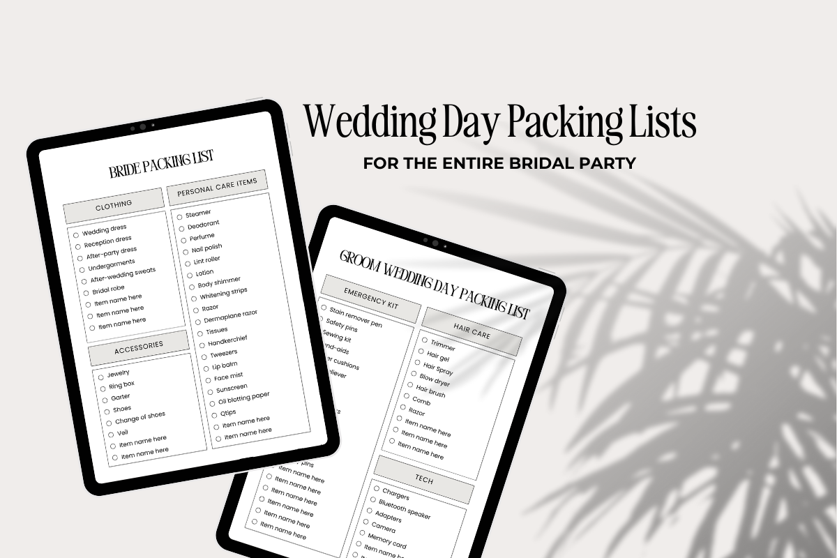 wedding day packing list