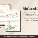 Aperol Spritz Bachelorette Party Invitation & Itinerary Canva Template