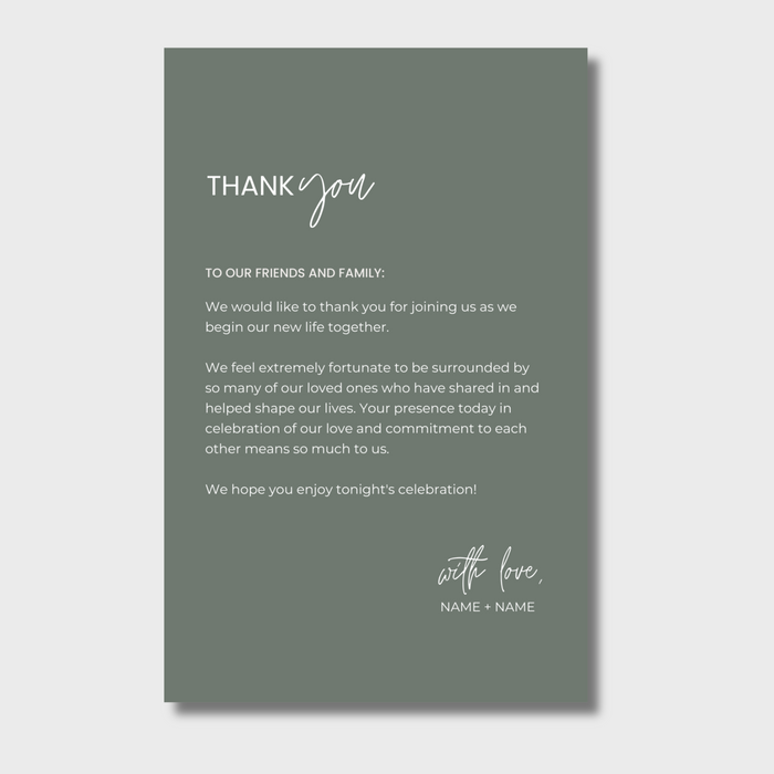 Thank You Place Cards Table Settings - Editable Canva Template