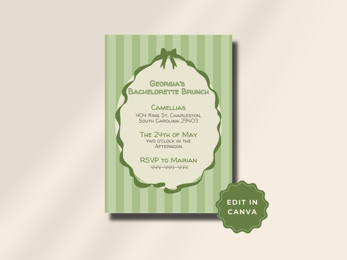 Customizable Bachelorette Party Invitation Canva Template