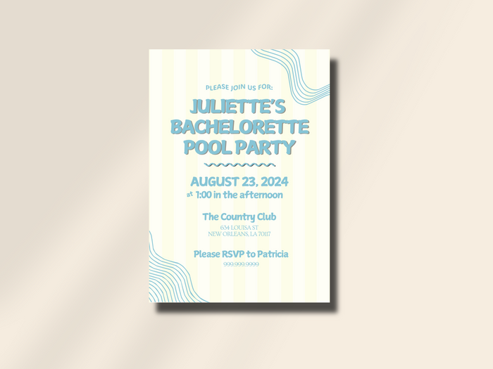 Last Splash Bachelorette Party Invitation Canva Template