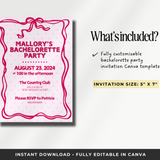 Polka Dot Bachelorette Party Invitation Canva Template
