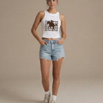 Model wearing Last Rodeo Tank Top
