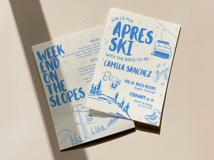 Apres Ski Bachelorette Party Invitation & Itinerary Canva Template