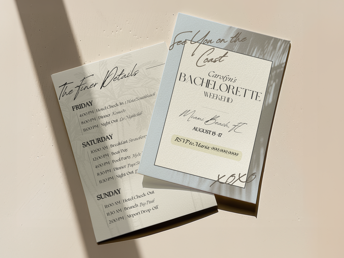 Last Toast on the Coast Bachelorette Party Invitation & Itinerary Canva Template