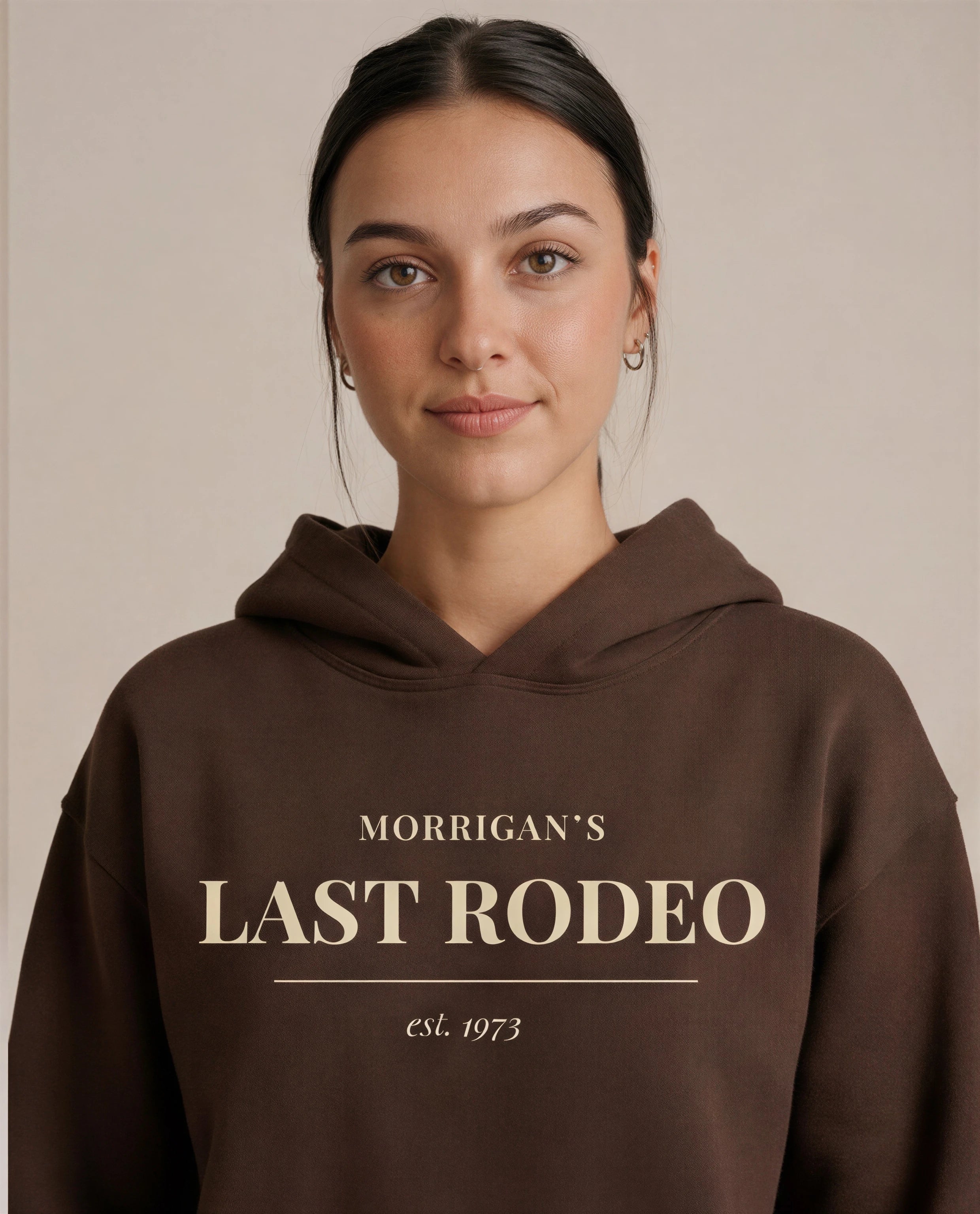 Model wearing Last Rodeo Hoodie