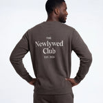 Model wearing Newlywed Club Crew Neck Sweatshirt - Charcoal