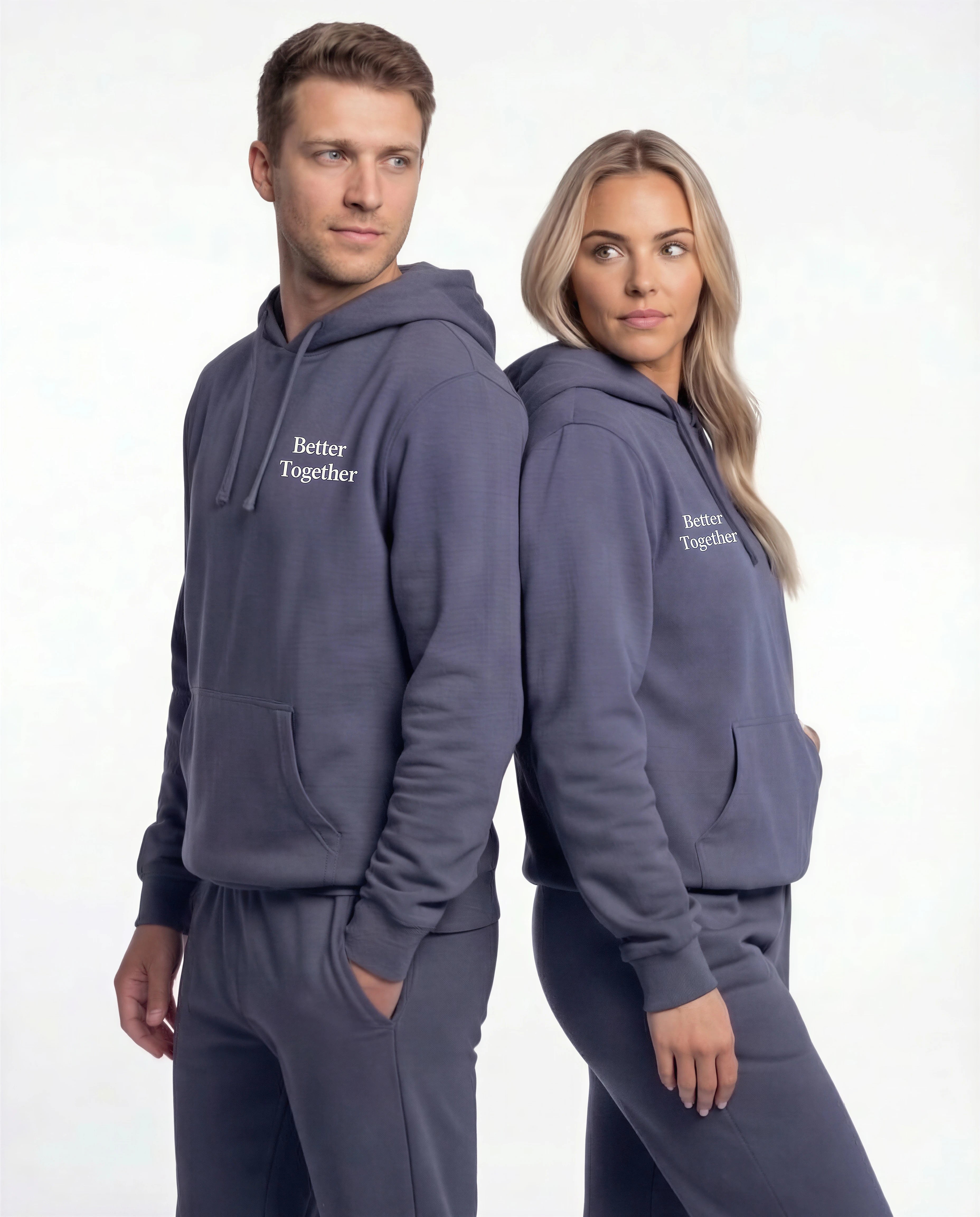 Model wearing Newlywed Club Hoodie - Slate Blue