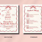 Champagne Tower Bachelorette Party Invitation & Itinerary Canva Template