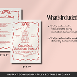 Champagne Tower Bachelorette Party Invitation & Itinerary Canva Template