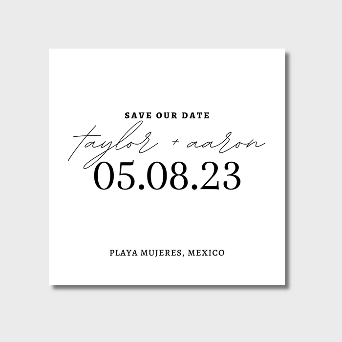 Modern, Minimalist Save the Dates with Monogram - Editable Canva Template