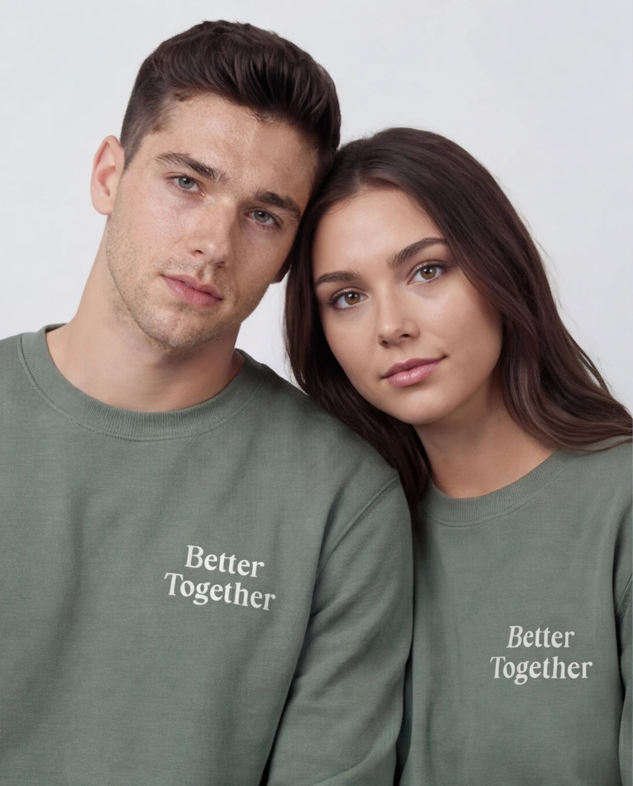 Model wearing Newlywed Club Crew Neck Sweatshirt - Alpine Green