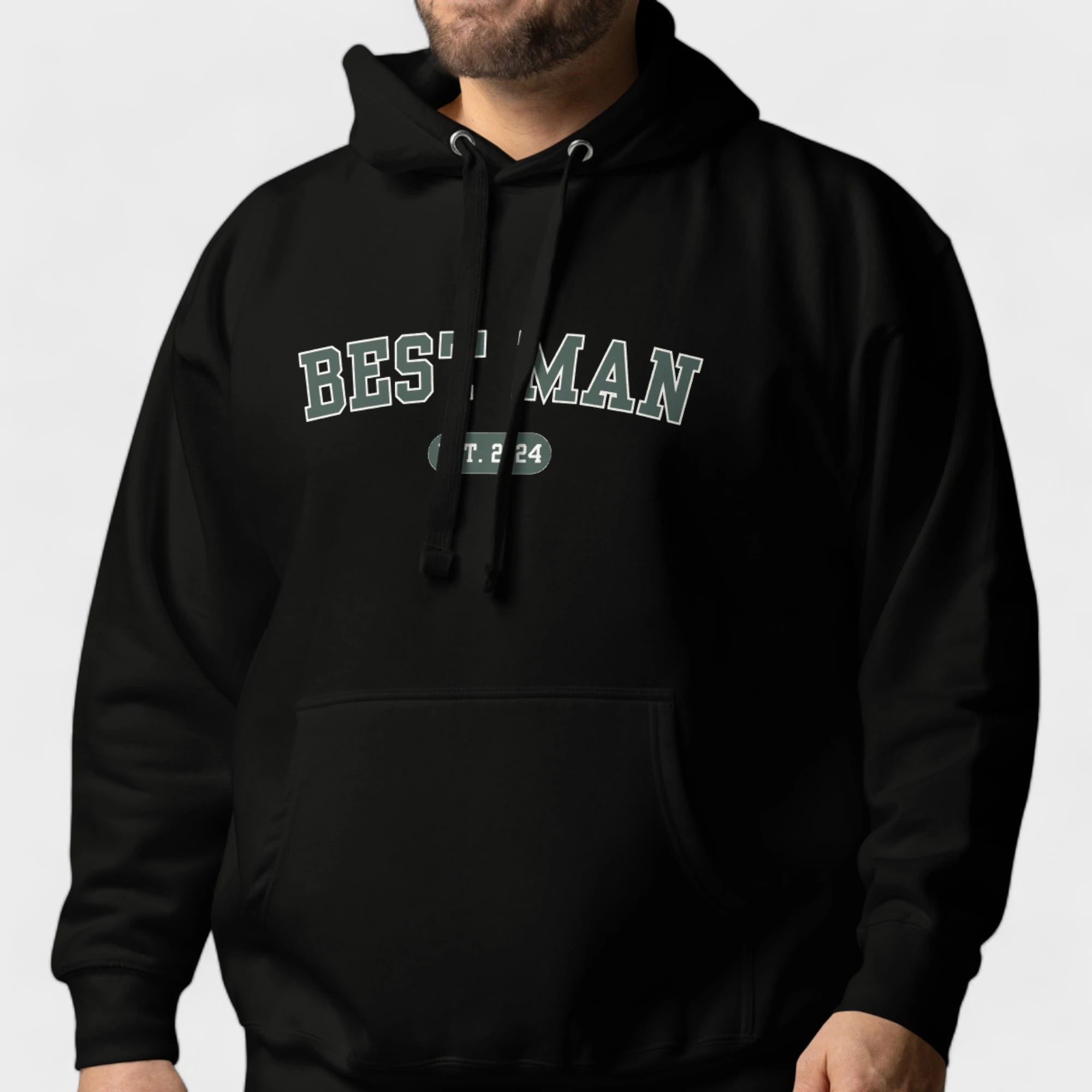 Best Man Varsity Hoodie - Black and Green-Union Threads