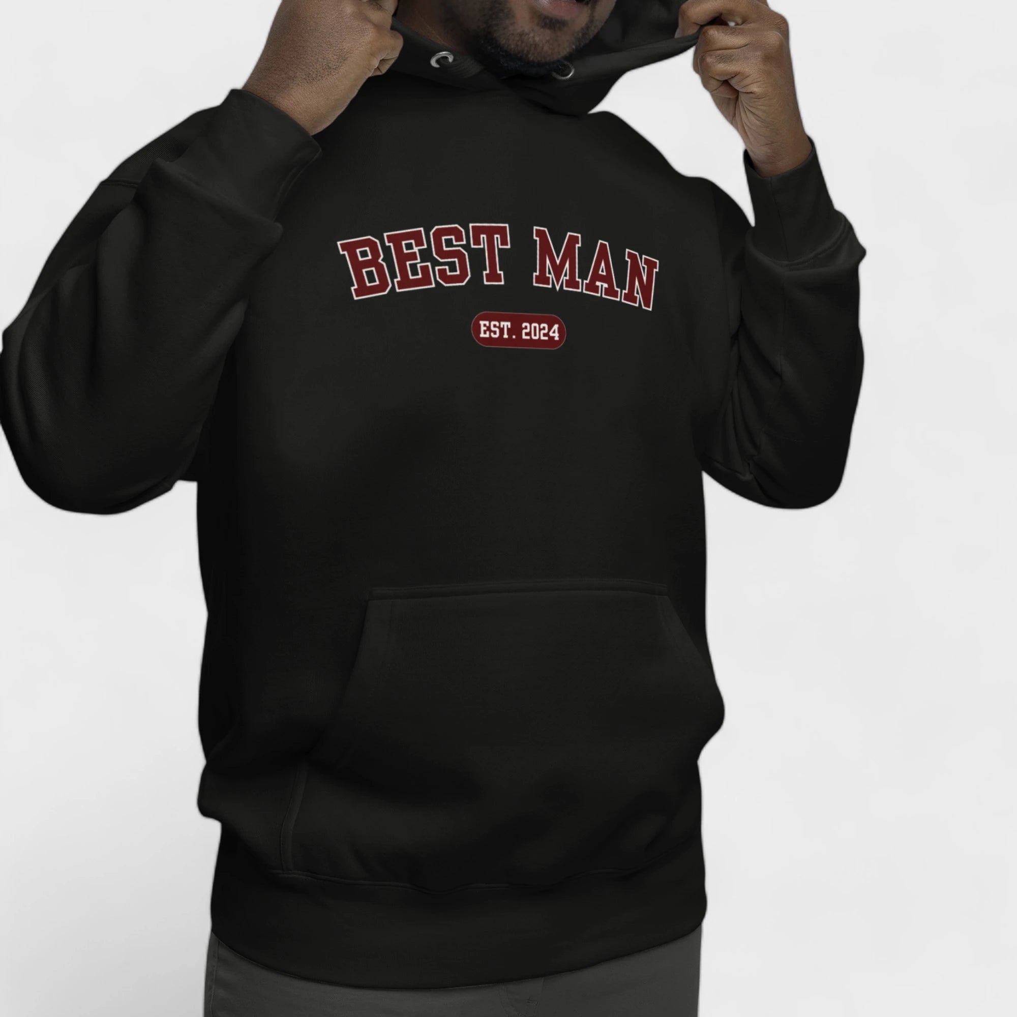 Best Man Varsity Hoodie - Black and Red-Union Threads