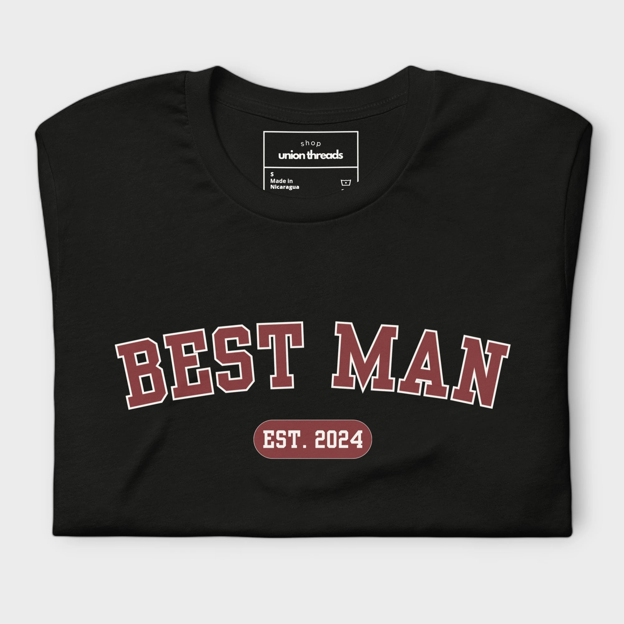 Best Man Varsity Shirt - Black and Red-Union Threads