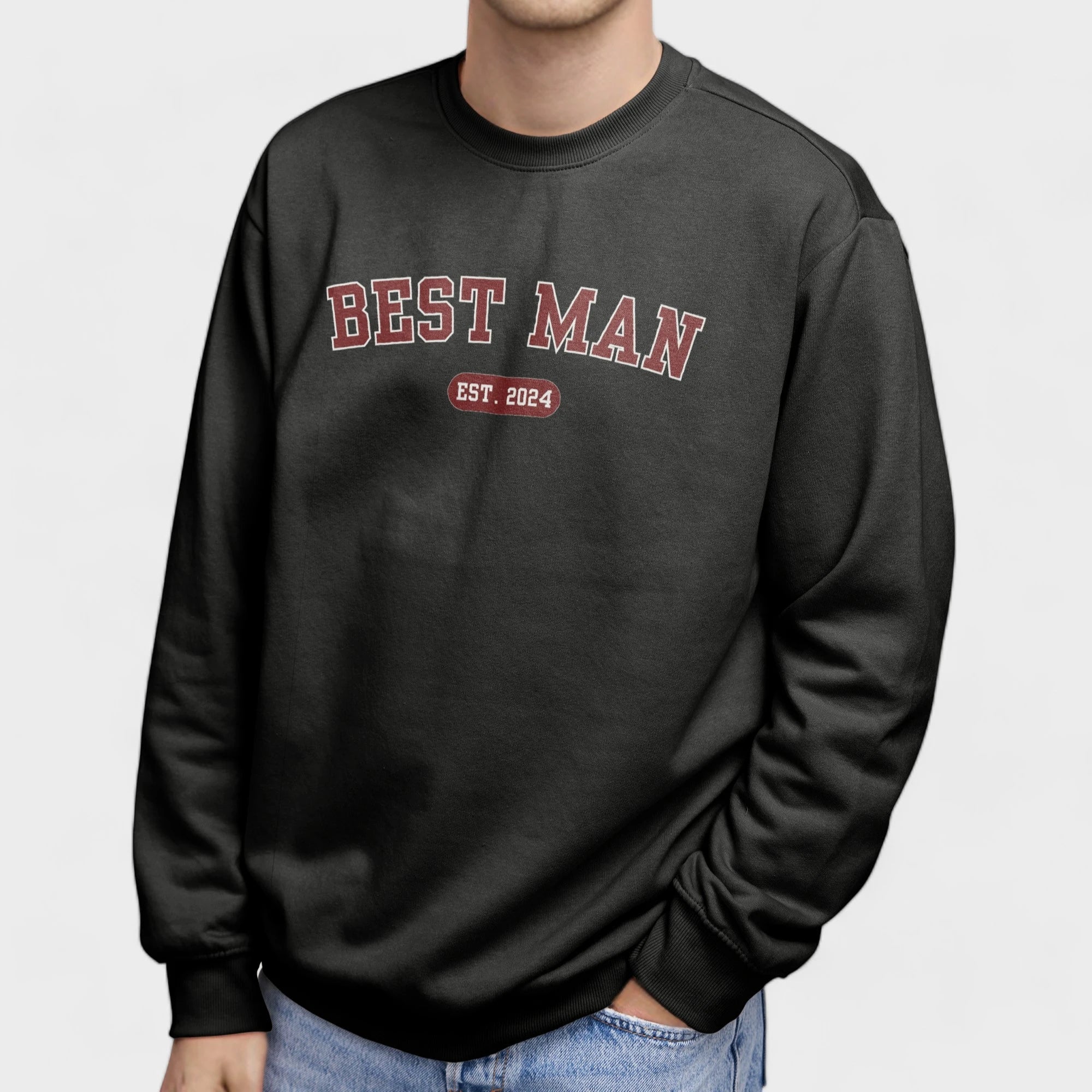 Best Man Varsity Sweatshirt - Black and Red-Union Threads