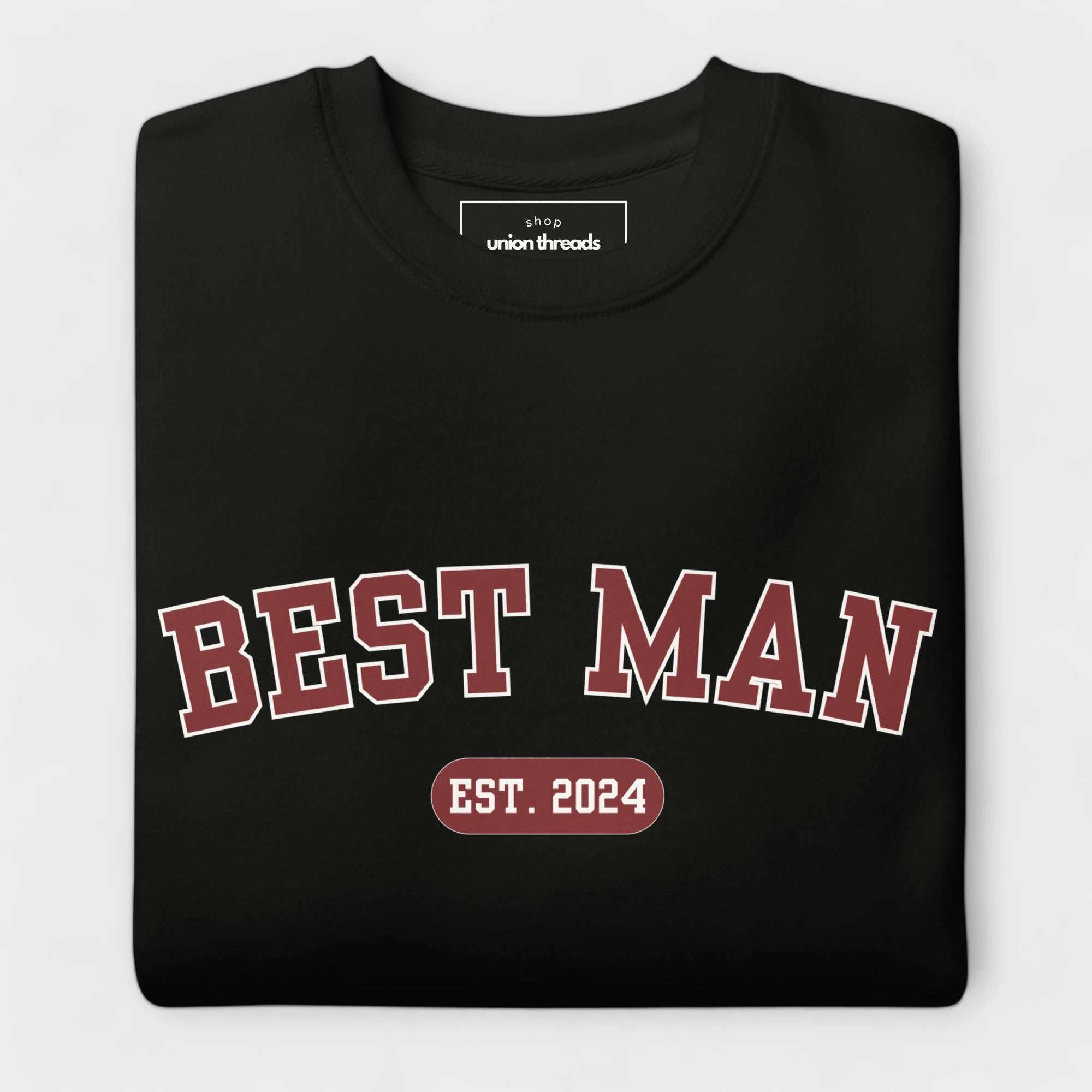 Best Man Varsity Sweatshirt - Black and Red-Union Threads