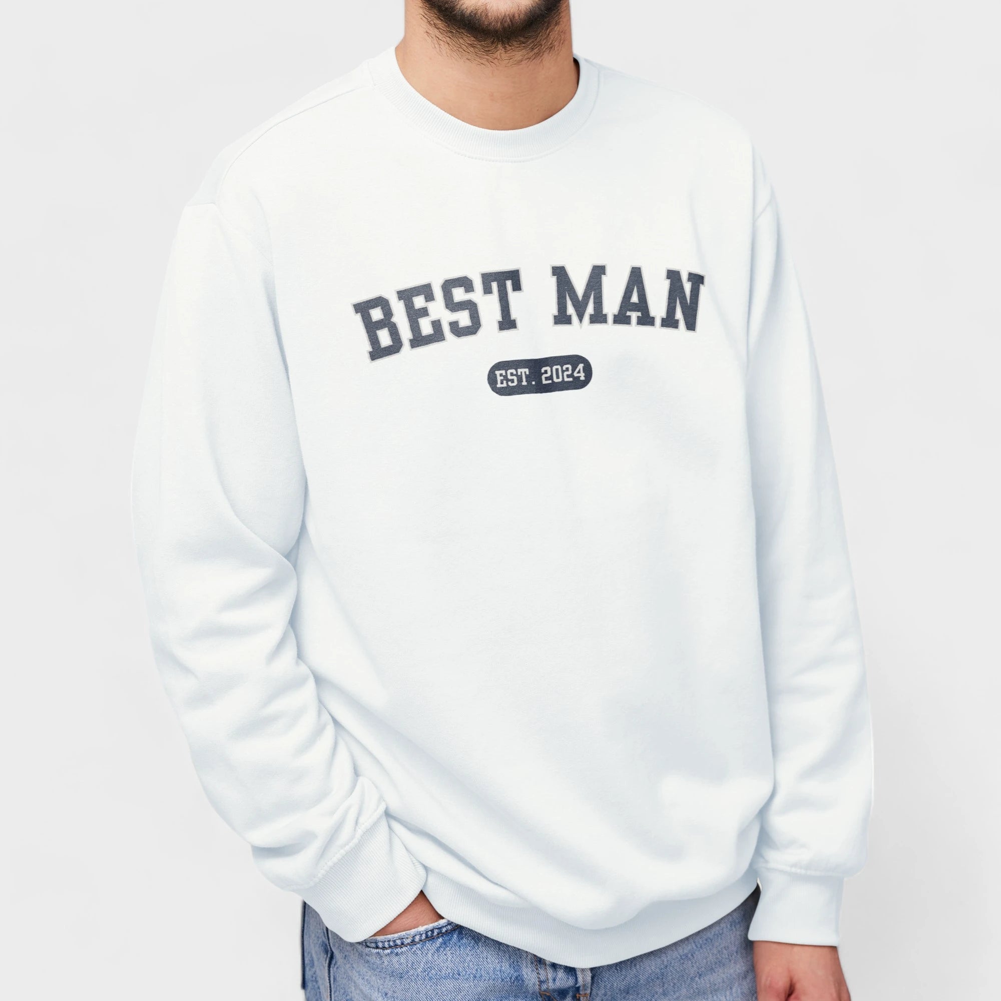 Union Threads Best Man Varsity Sweatshirt White S