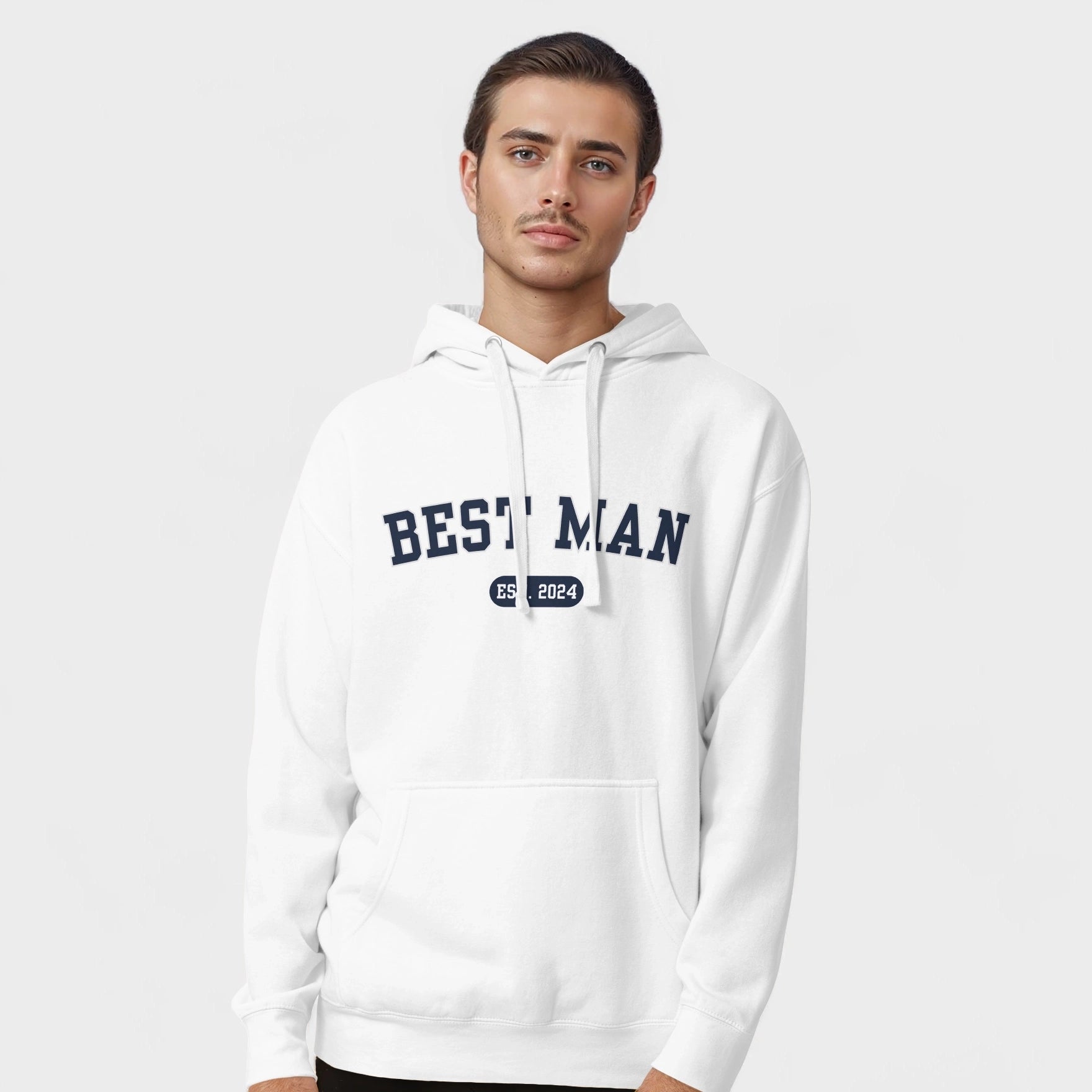 Best Man Varsity Hoodie - White-Union Threads