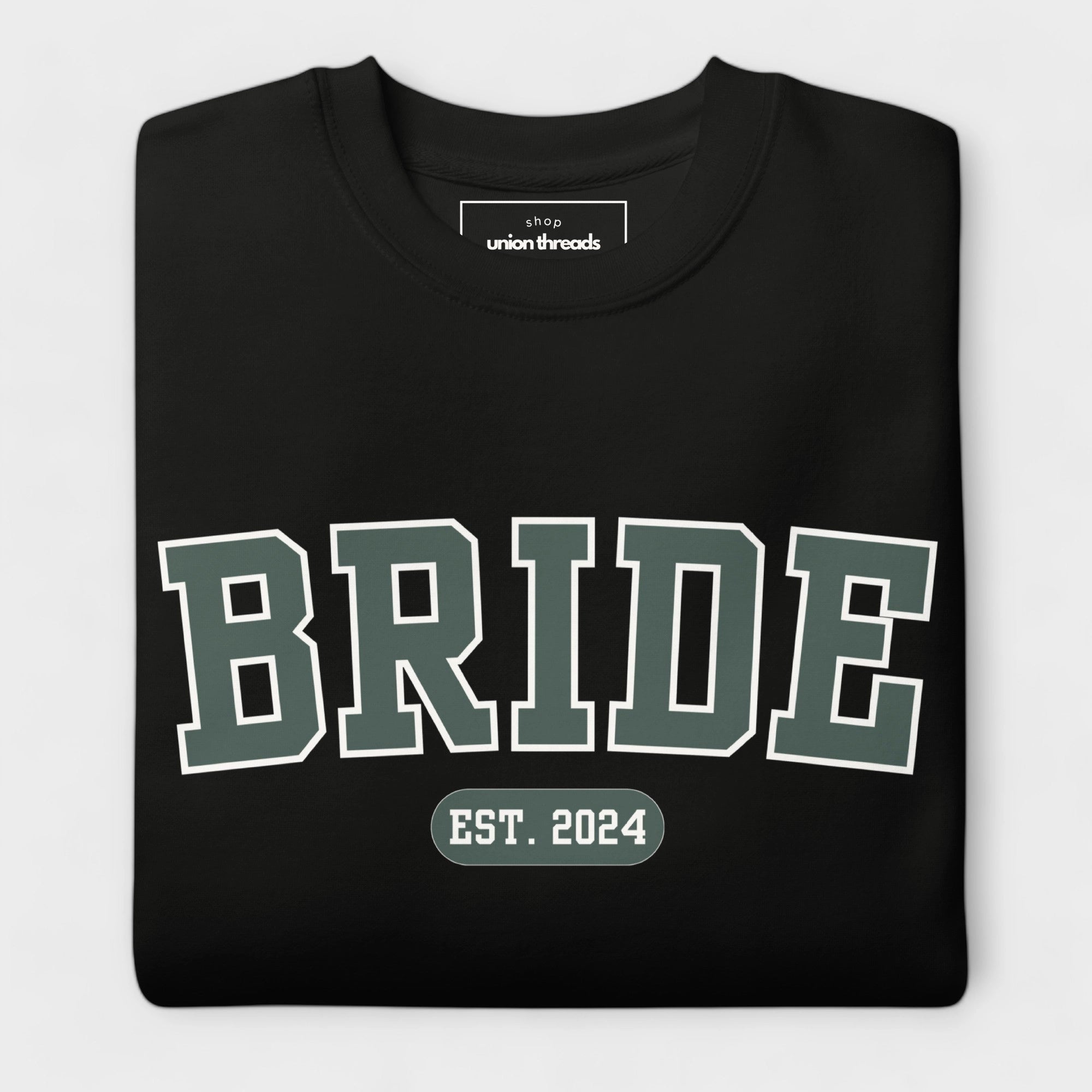 Bride Varsity Sweatshirt - Black and Green-Union Threads