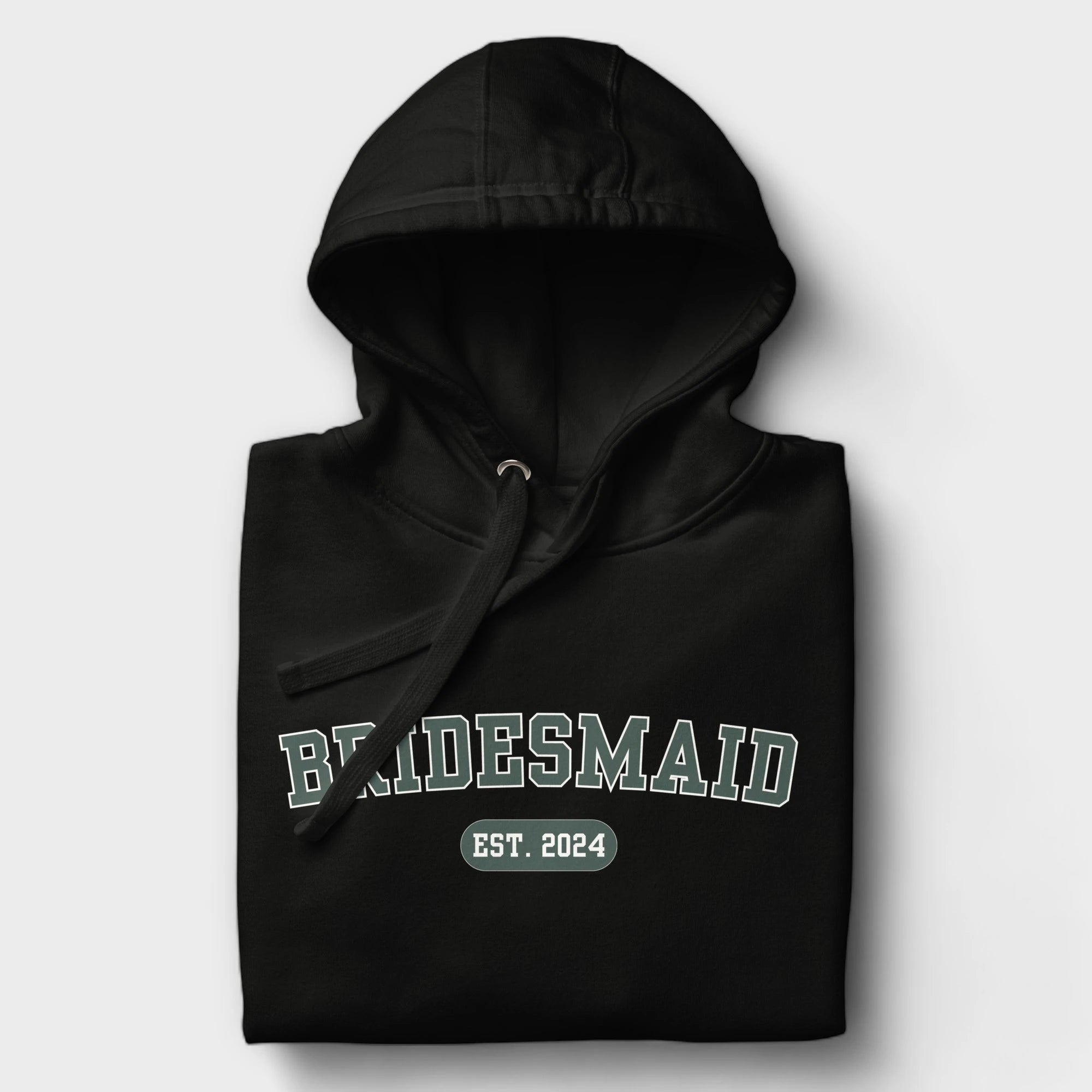 Bridesmaid Varsity Hoodie - Black and Green-Union Threads