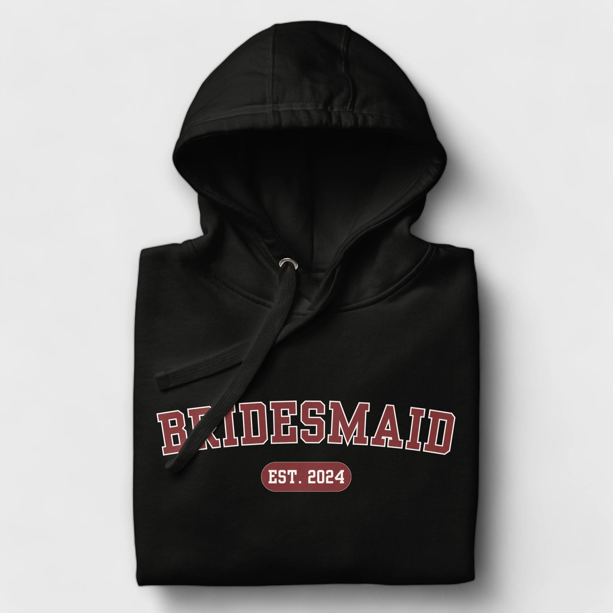 Bridesmaid Varsity Hoodie - Black and Red-Union Threads