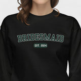 Bridesmaid Varsity Sweatshirt - Black and Green-Union Threads