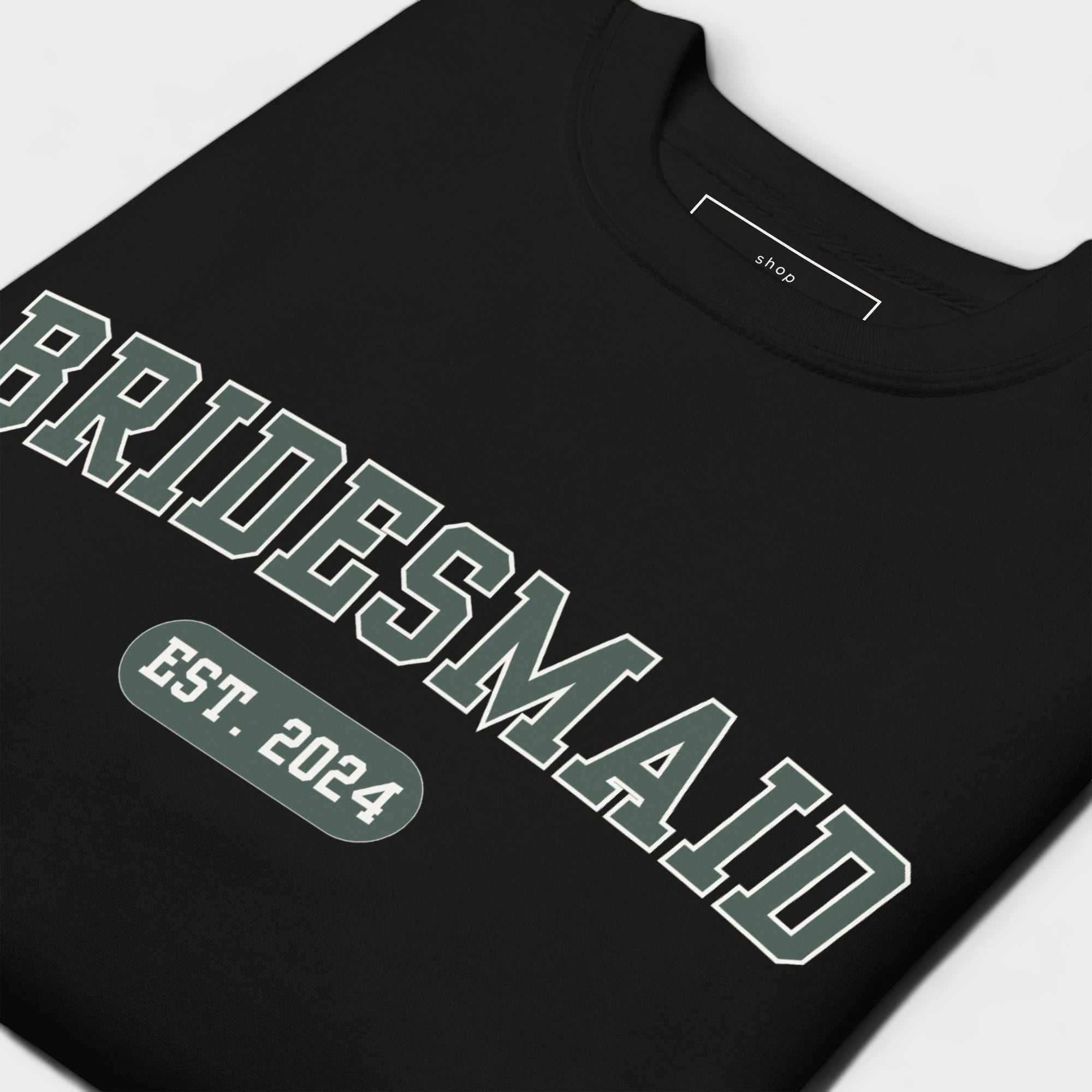 Bridesmaid Varsity Sweatshirt - Black and Green-Union Threads