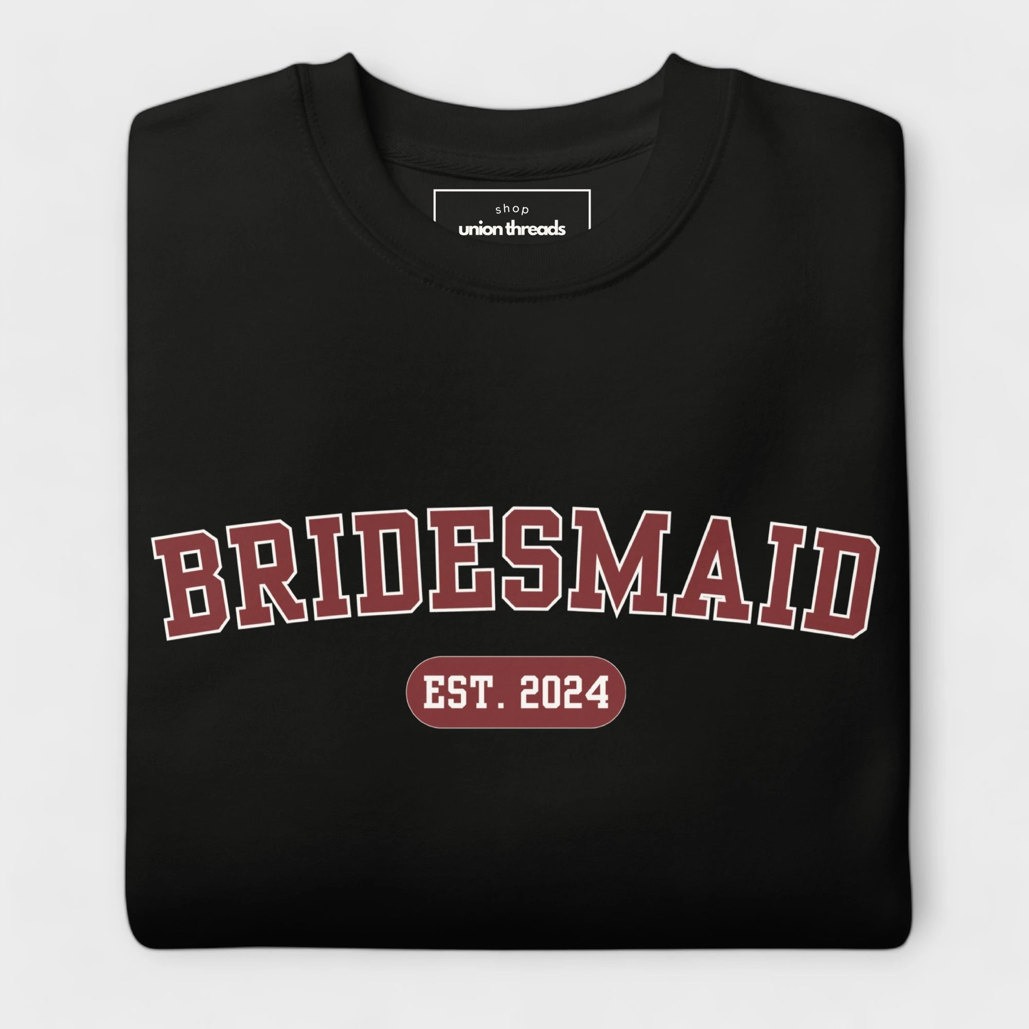 Bridesmaid Varsity Sweatshirt - Black and Red-Union Threads