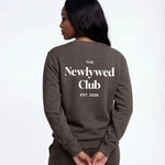 Model wearing Newlywed Club Crew Neck Sweatshirt - Charcoal