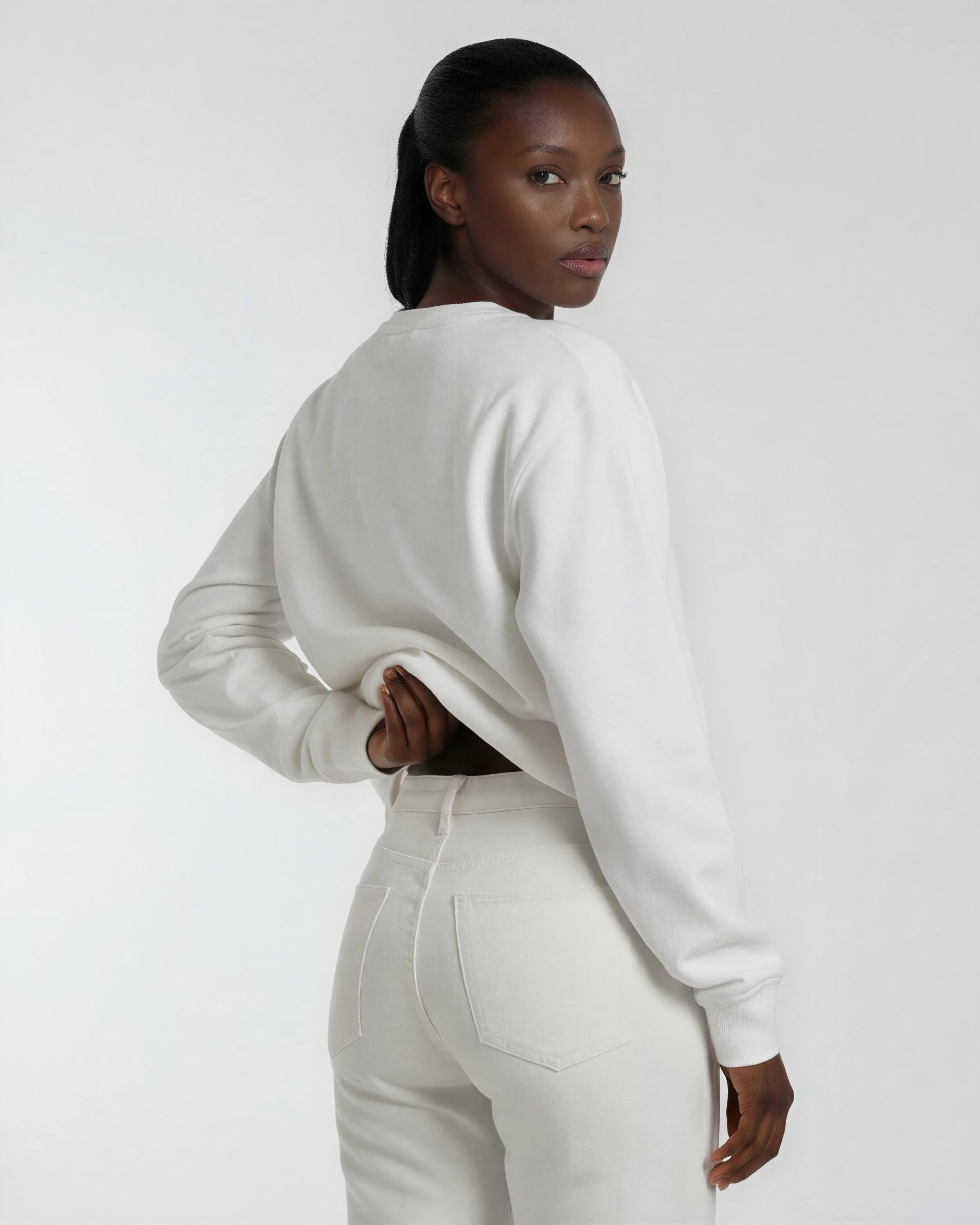 Model wearing Bride Varsity Sweatshirt - White