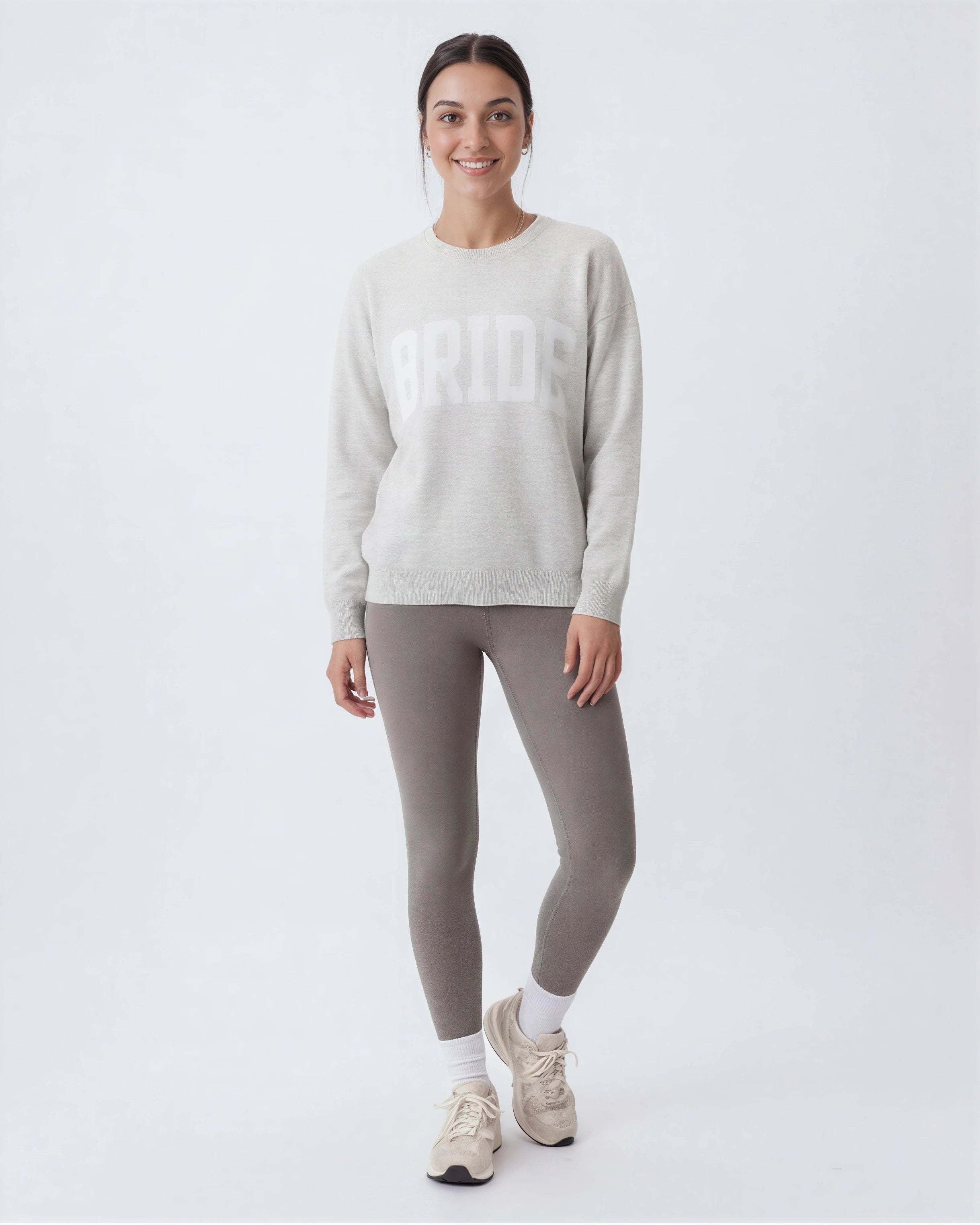 Model wearing Classic Fit Bride Sweater