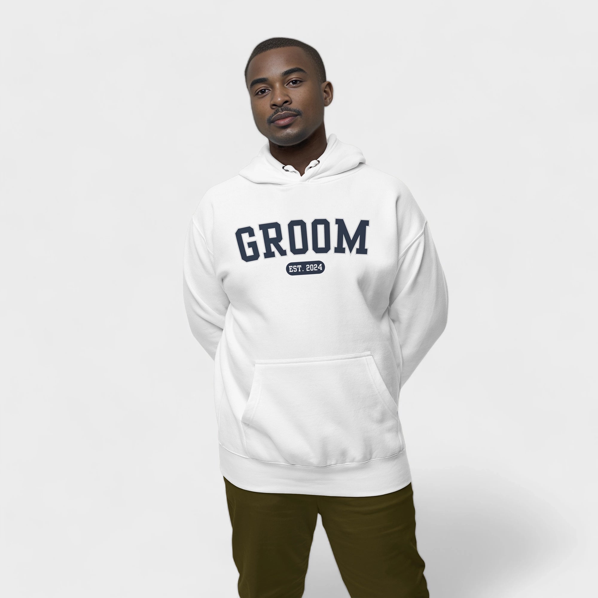 Groom Varsity Hoodie - White-Union Threads