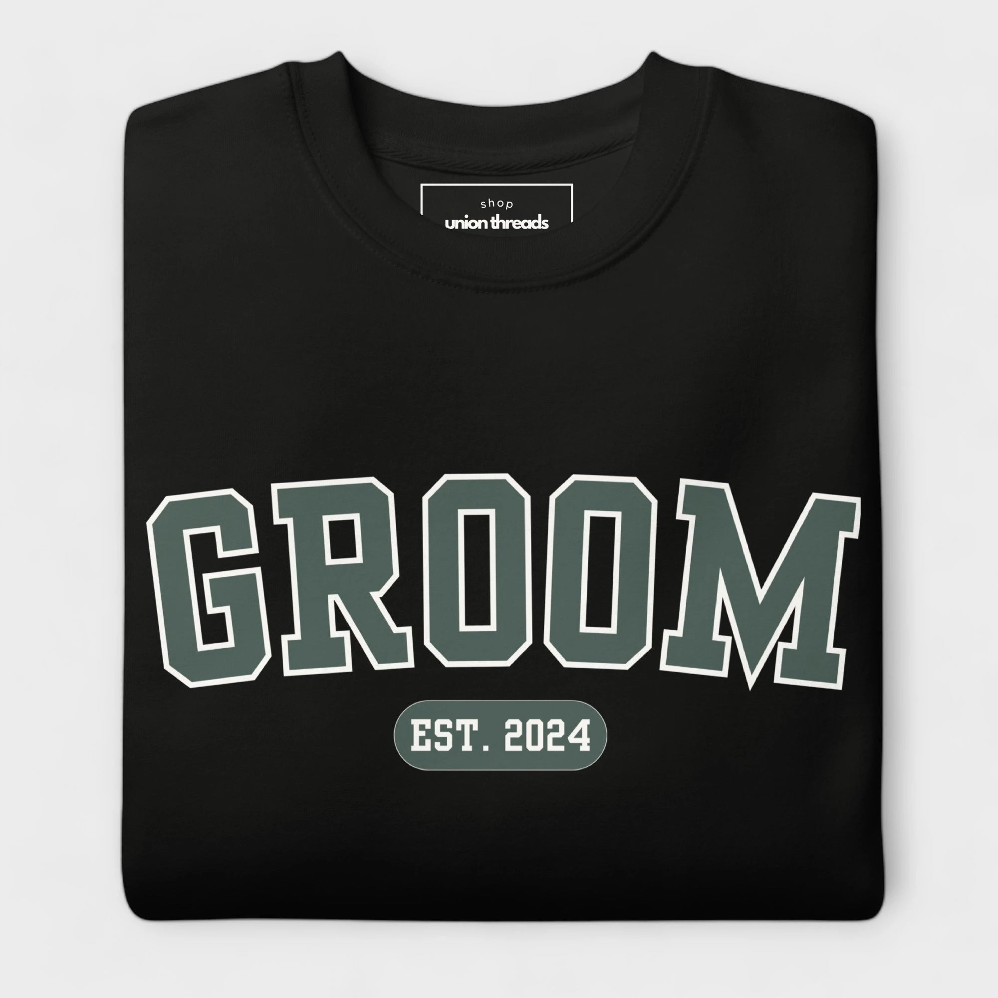 Groom Varsity Sweatshirt - Black and Green-Union Threads