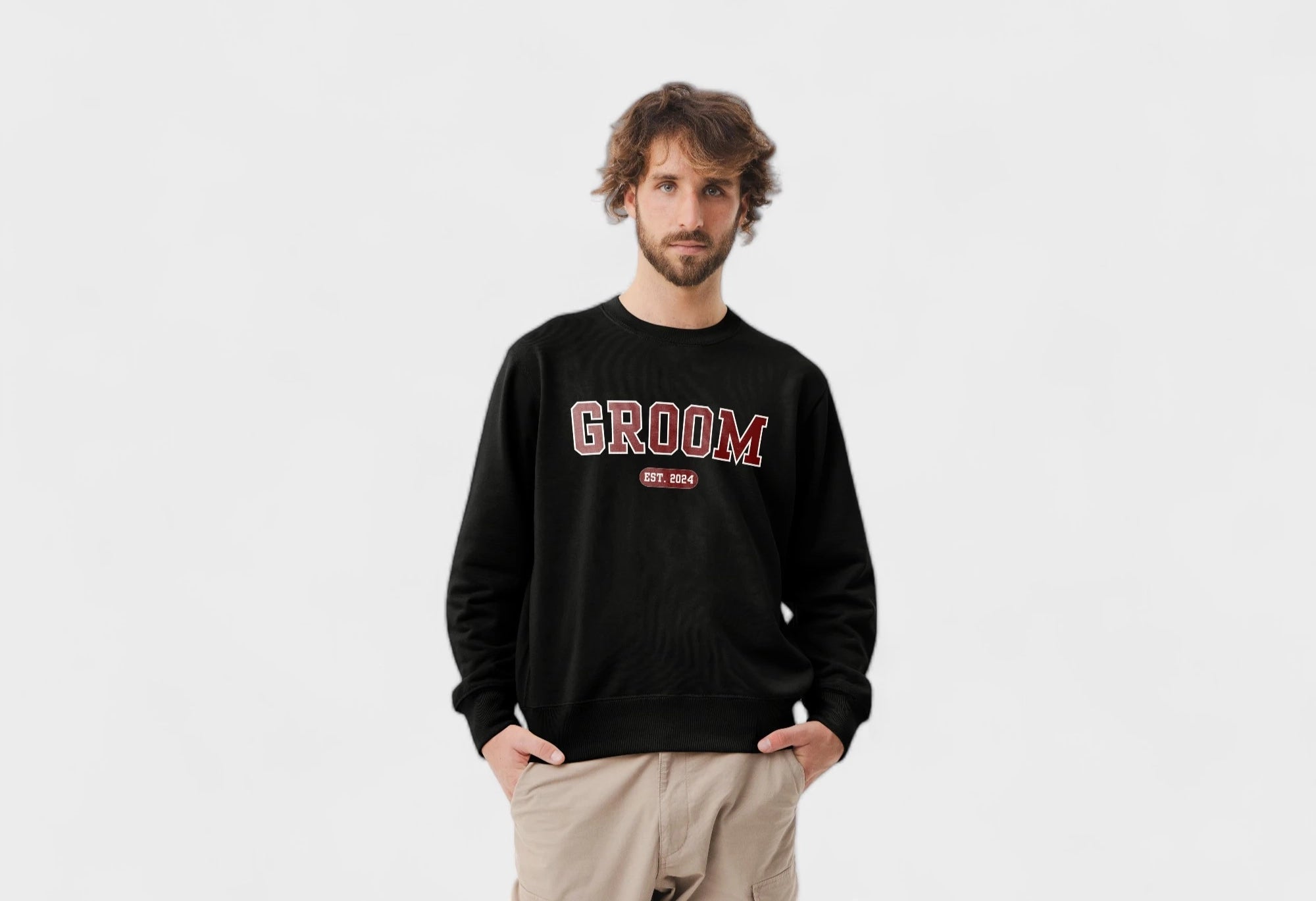 Groom Varsity Sweatshirt - Black and Red-Union Threads