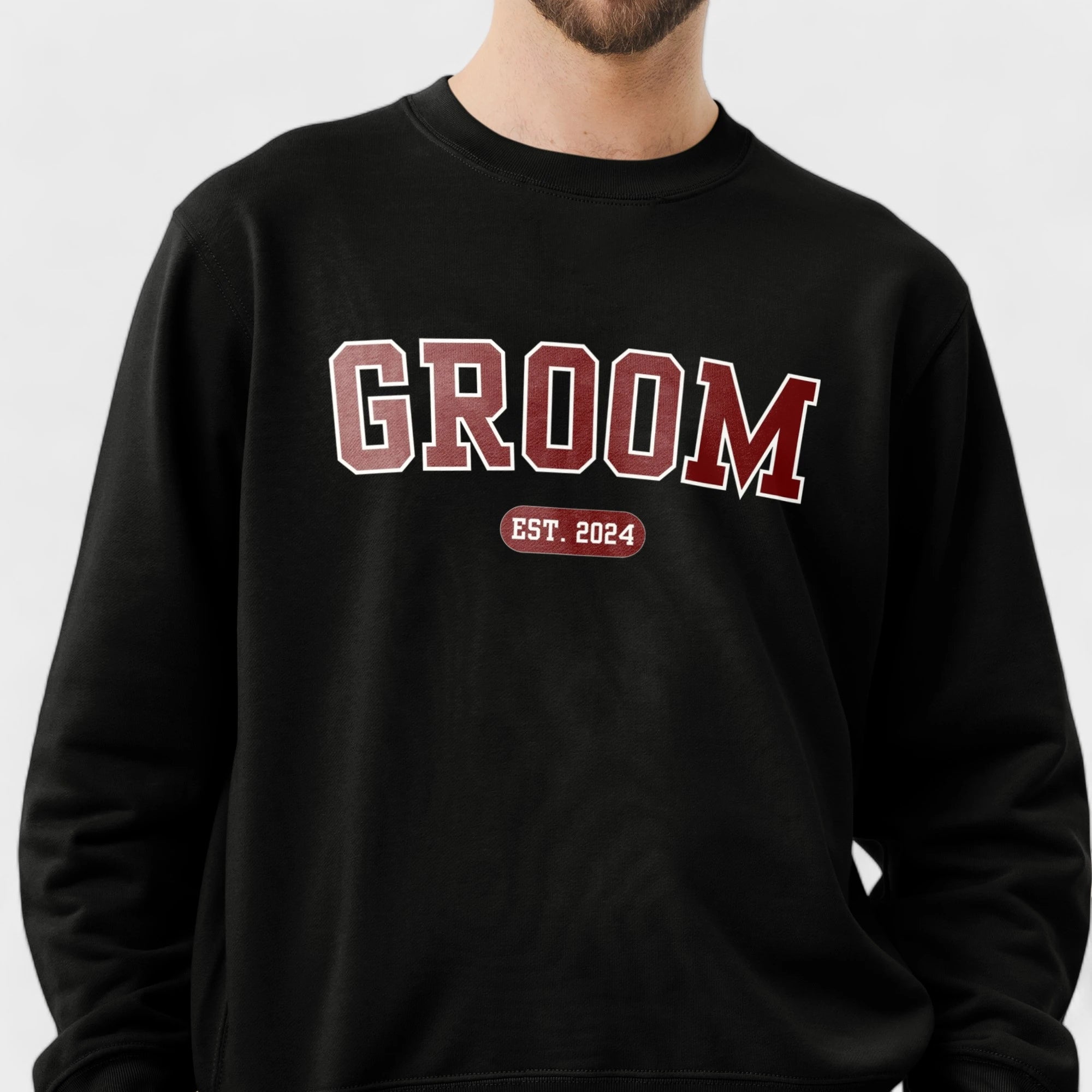 Groom Varsity Sweatshirt - Black and Red-Union Threads