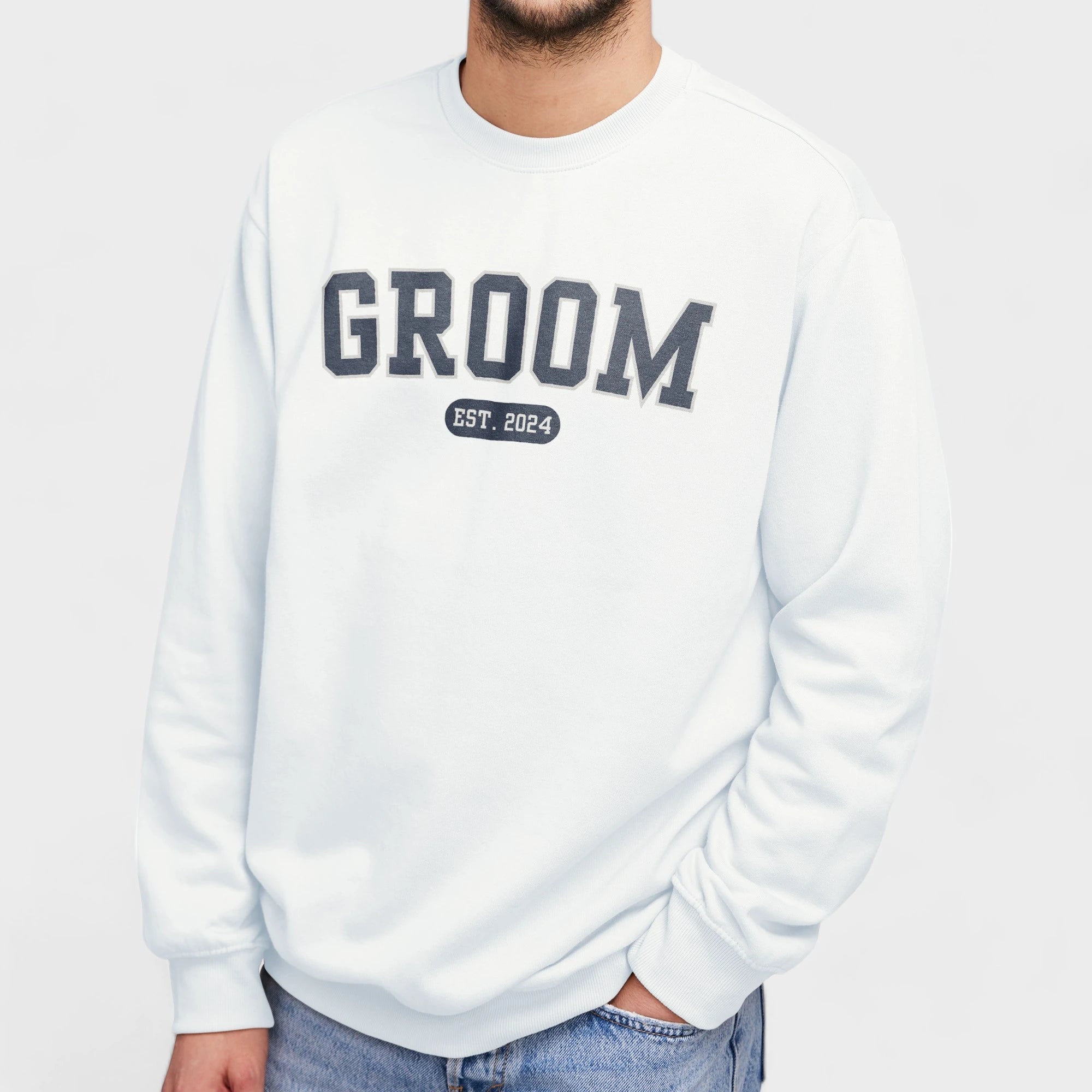 Groom Varsity Sweatshirt - White-Union Threads