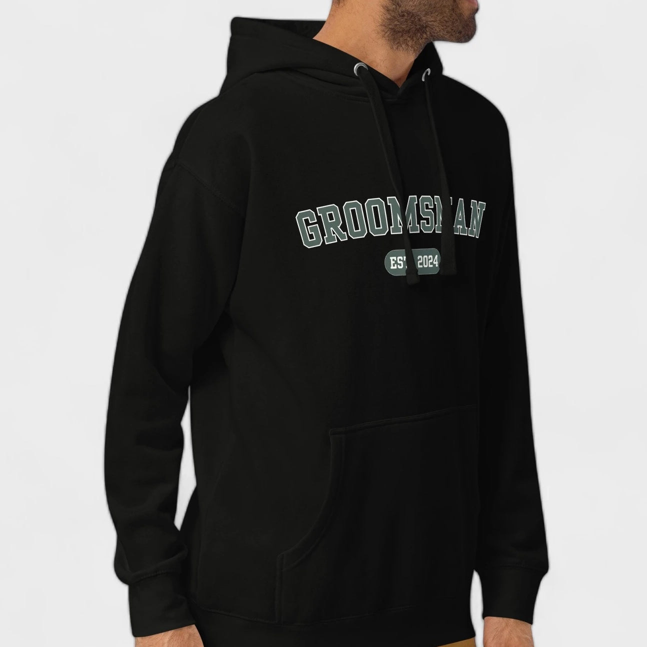 Groomsman Varsity Hoodie - Black and Green-Union Threads