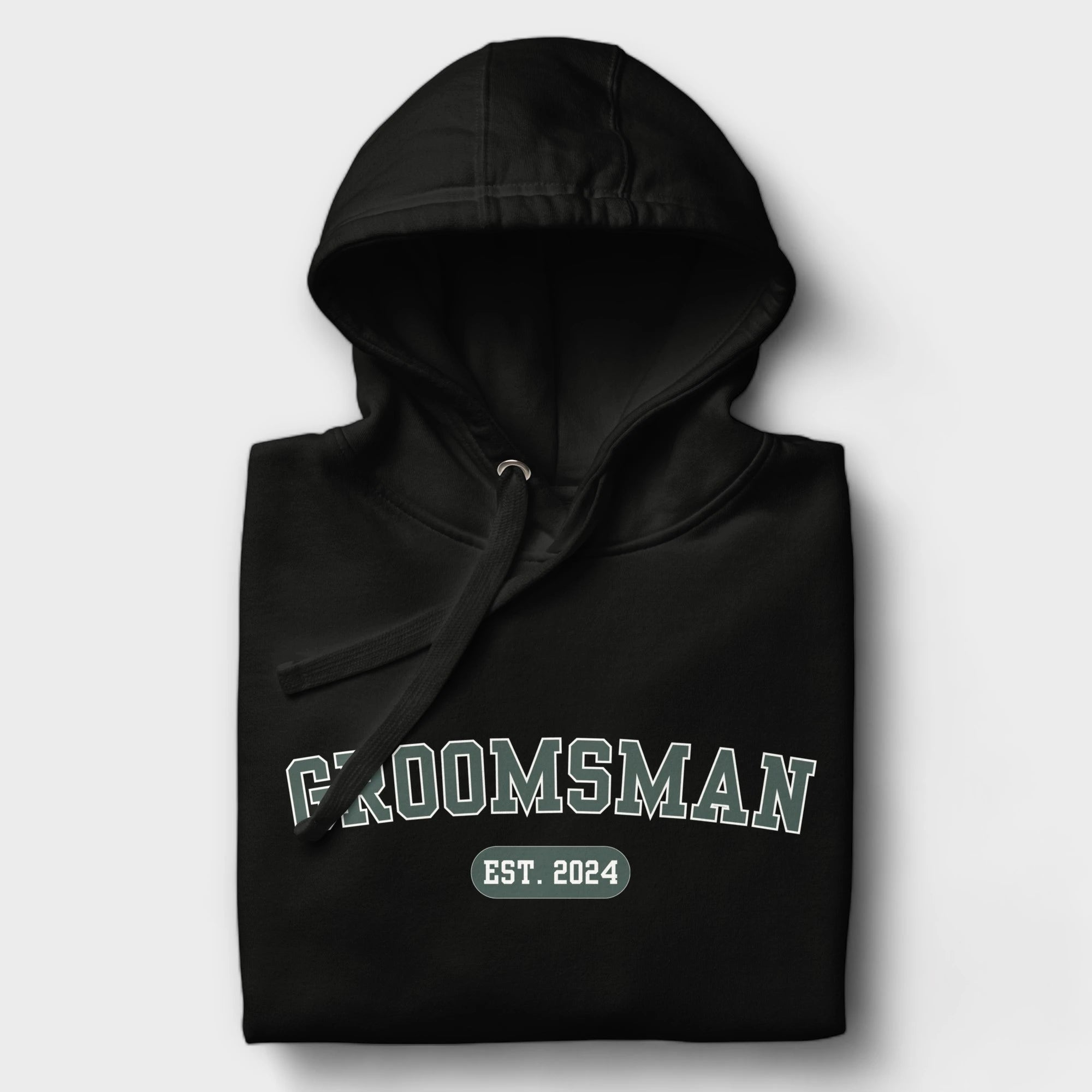 Groomsman Varsity Hoodie - Black and Green-Union Threads