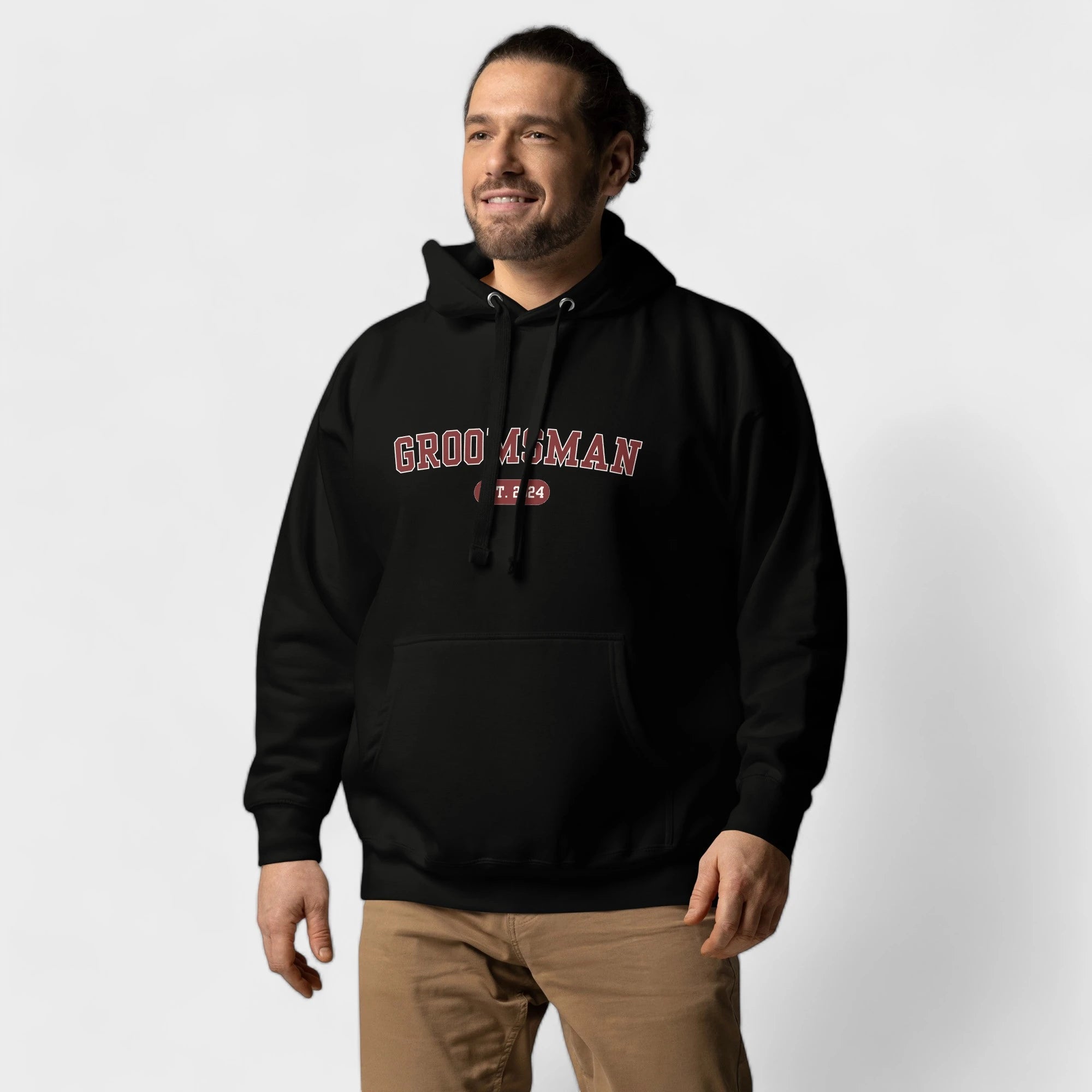 Groomsman Varsity Hoodie - Black and Red-Union Threads