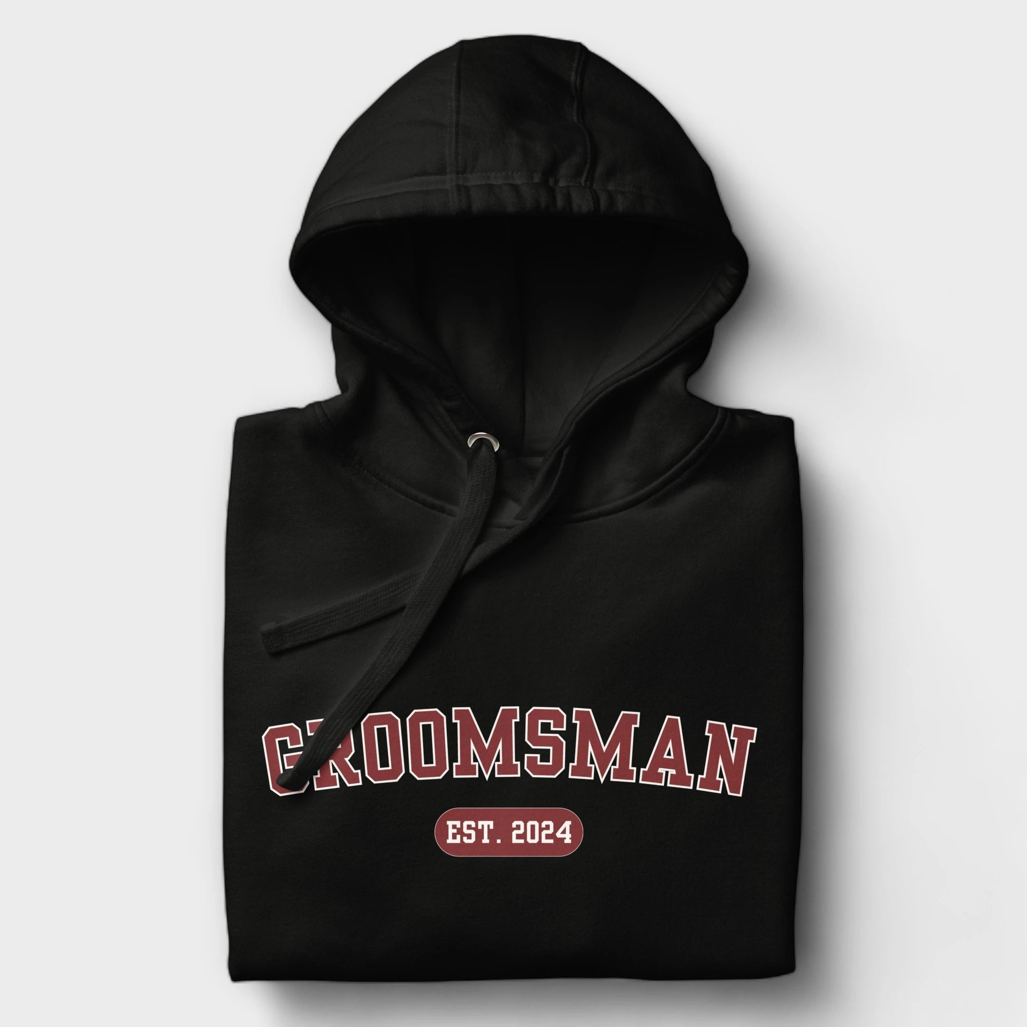 Groomsman Varsity Hoodie - Black and Red-Union Threads