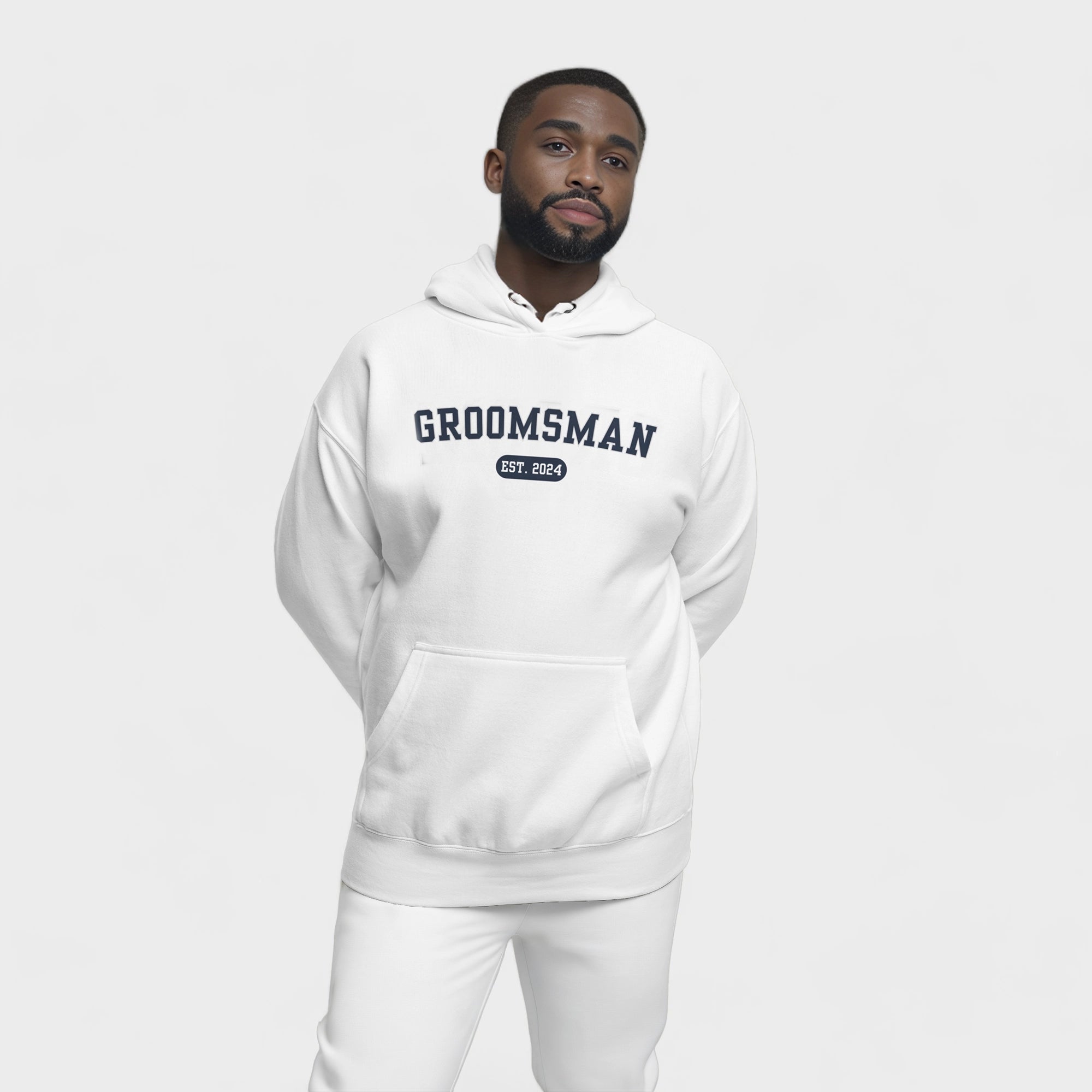 Groomsman Varsity Hoodie - White-Union Threads