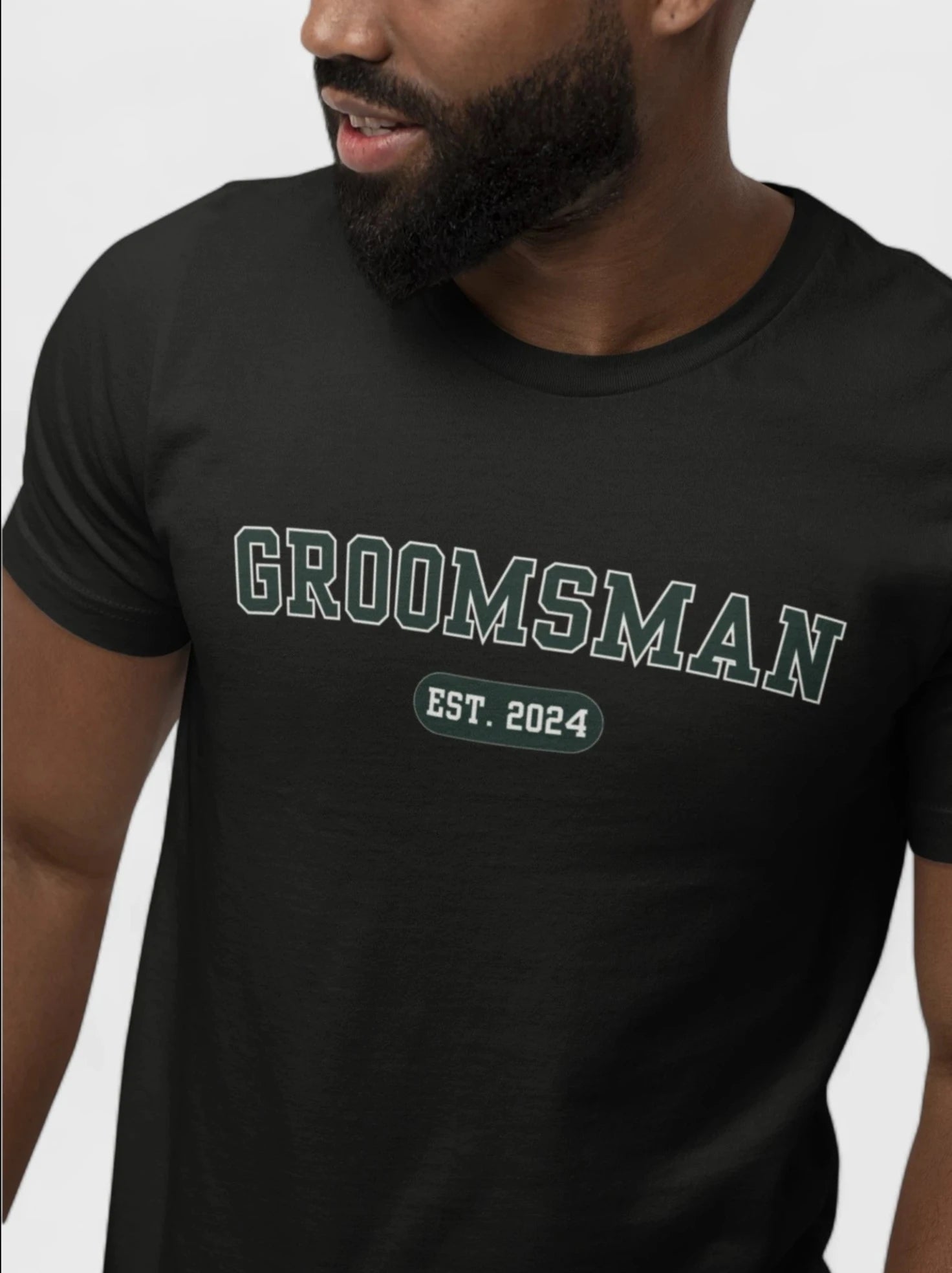 Groomsman Varsity Shirt - Black and Green-Union Threads