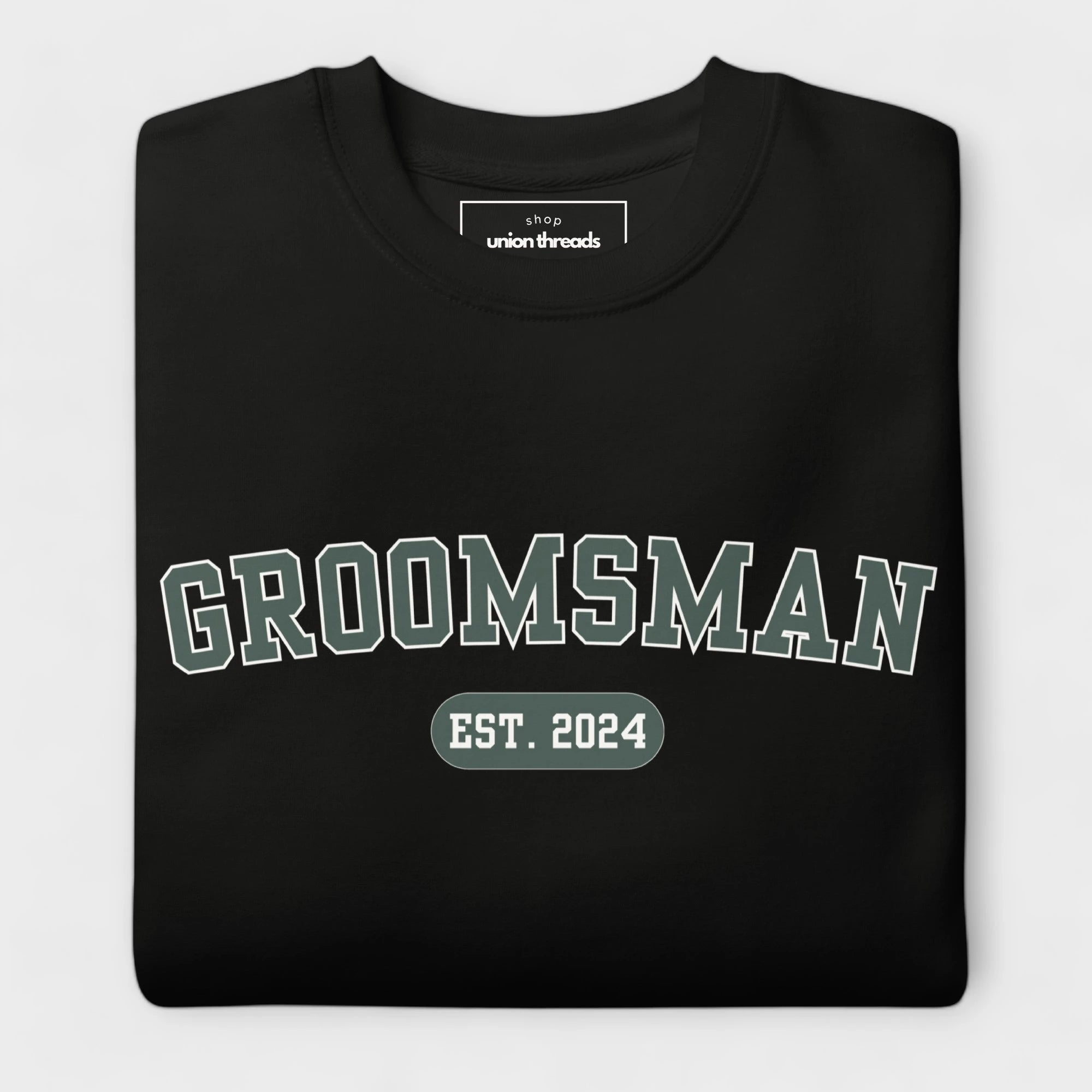 Groomsman Varsity Sweatshirt - Black and Green-Union Threads