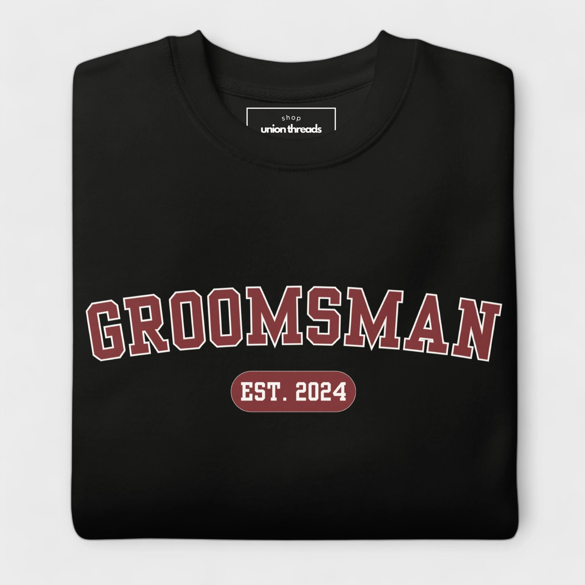 Groomsman Varsity Sweatshirt - Black and Red-Union Threads