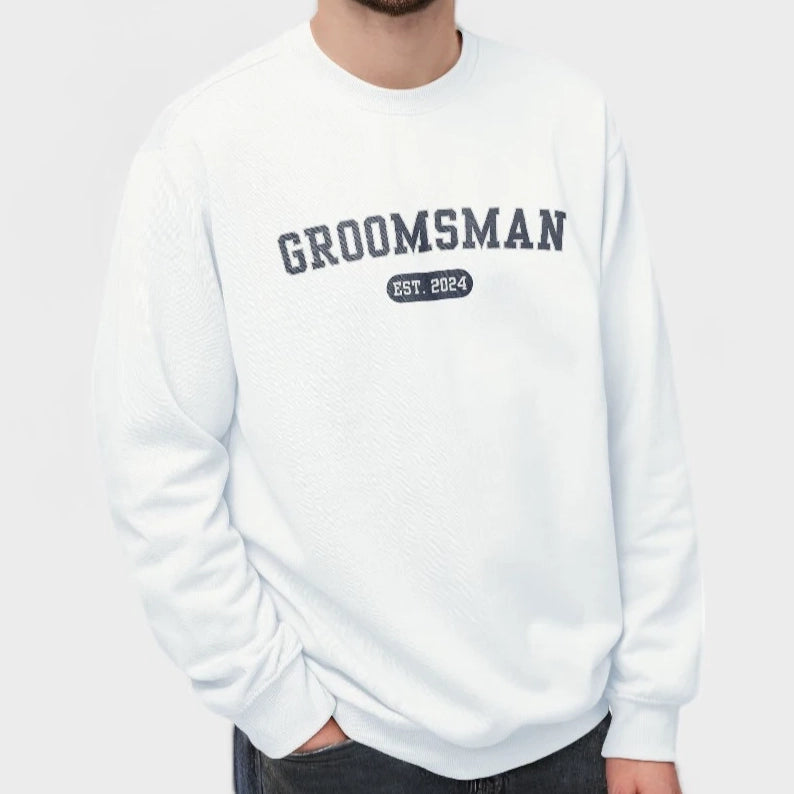 Groomsman Varsity Sweatshirt - White-Union Threads