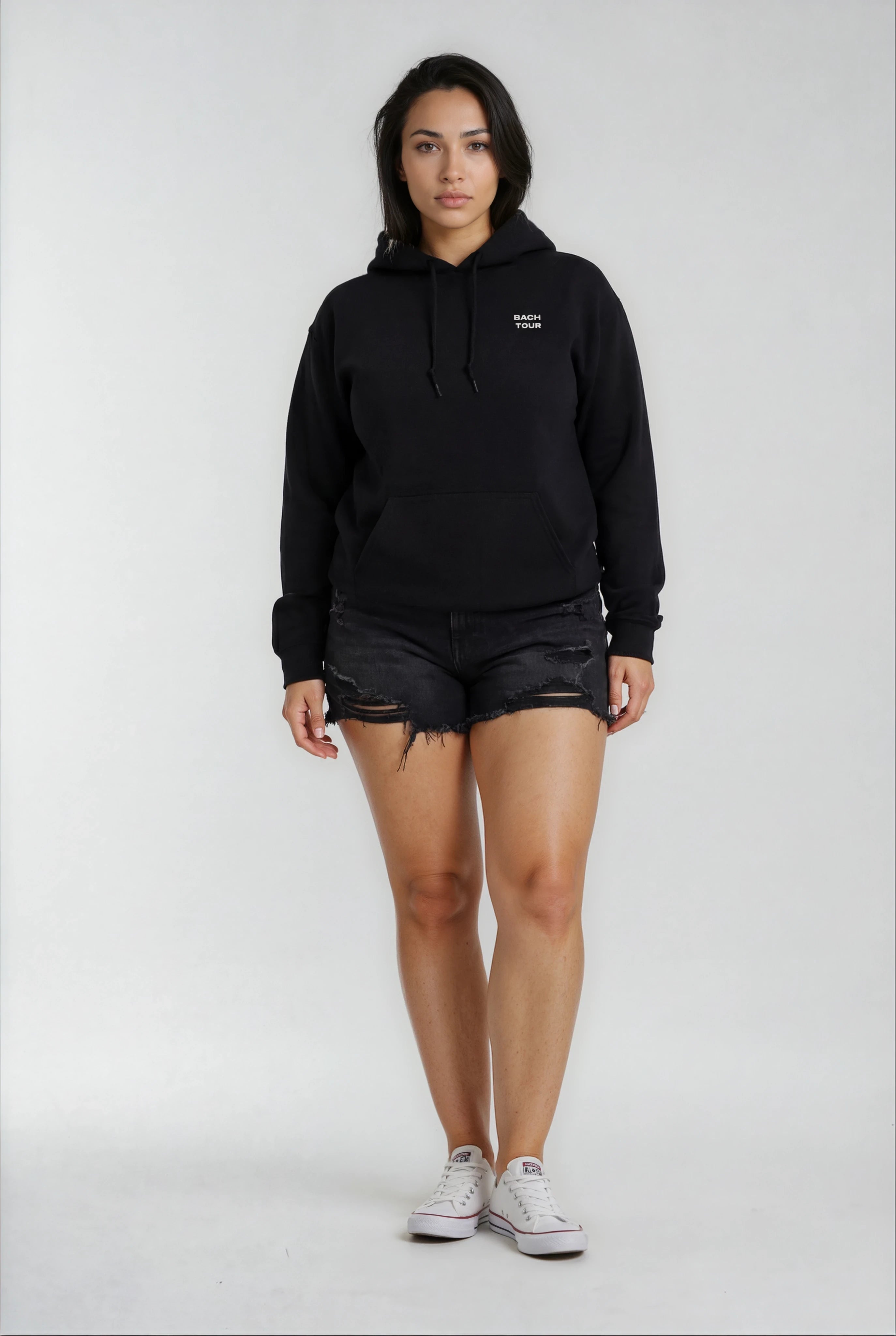Model wearing Bachelorette Tour Hoodie - Black